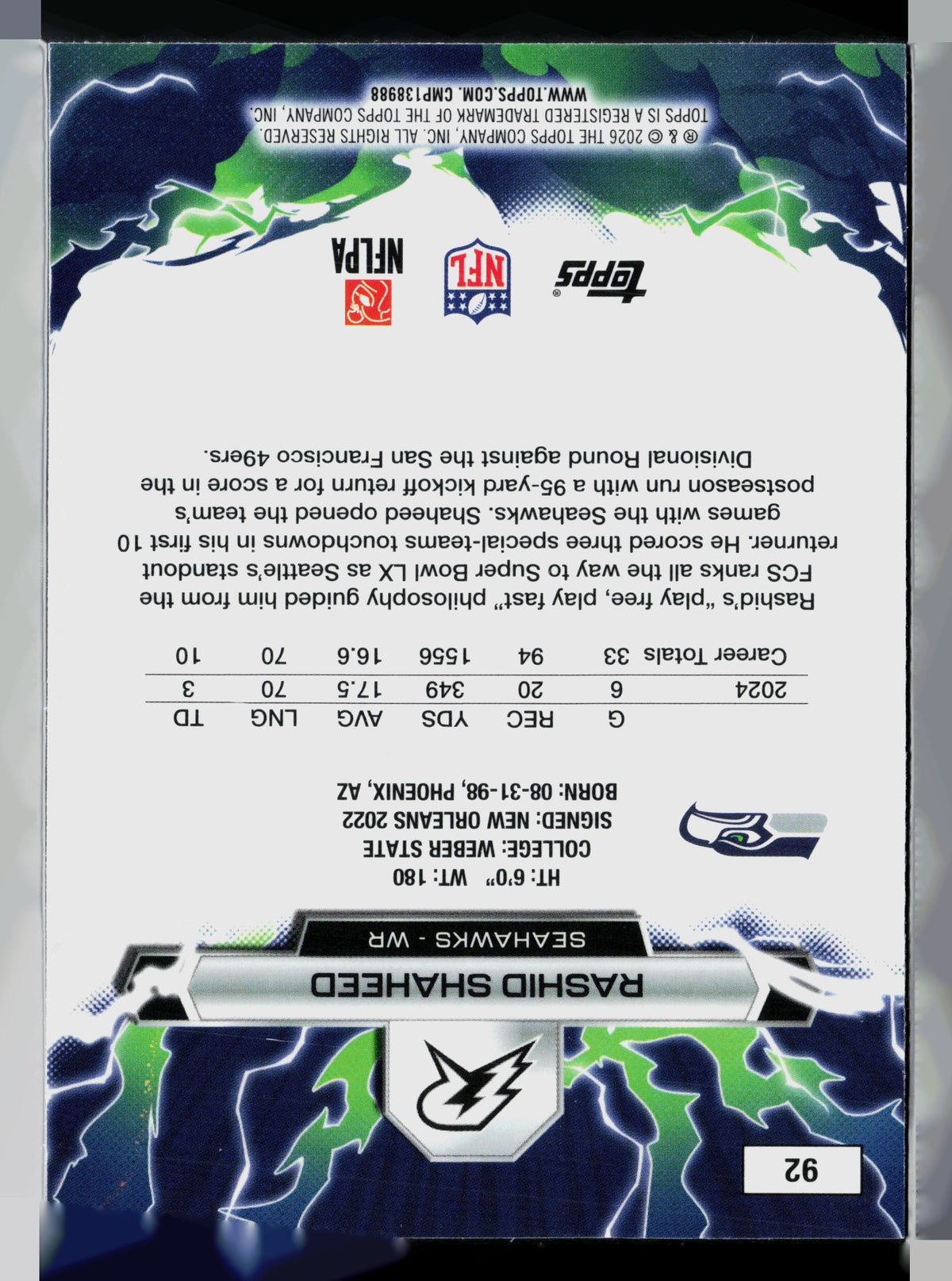 2025 Topps Rip Rashid Shaheed #92