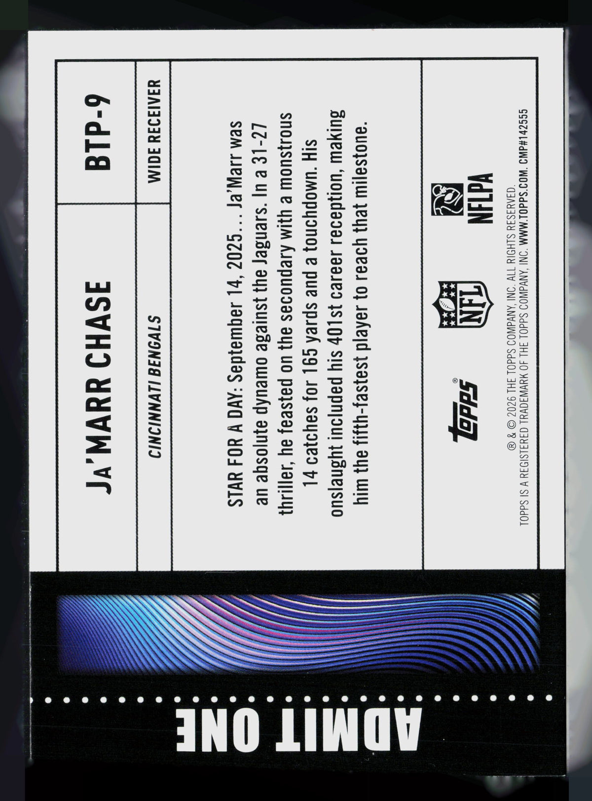 2026 Topps Big Ticket Player Ja'Marr Chase #BTP-9