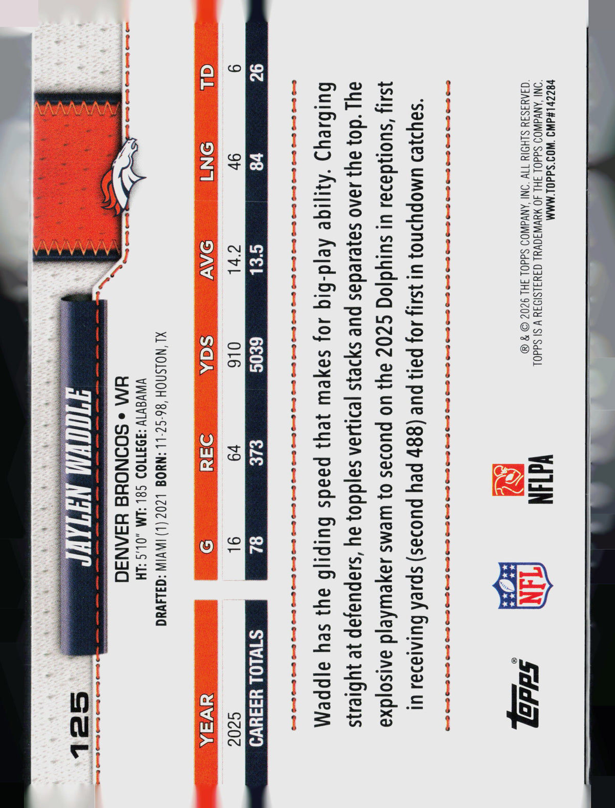 2026 Topps Jaylen Waddle #125