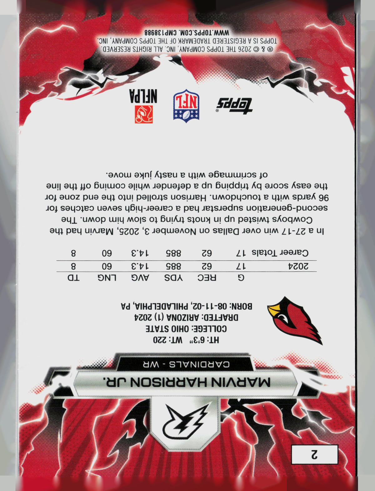 2026 Topps Rip Marvin Harrison Jr. #2
