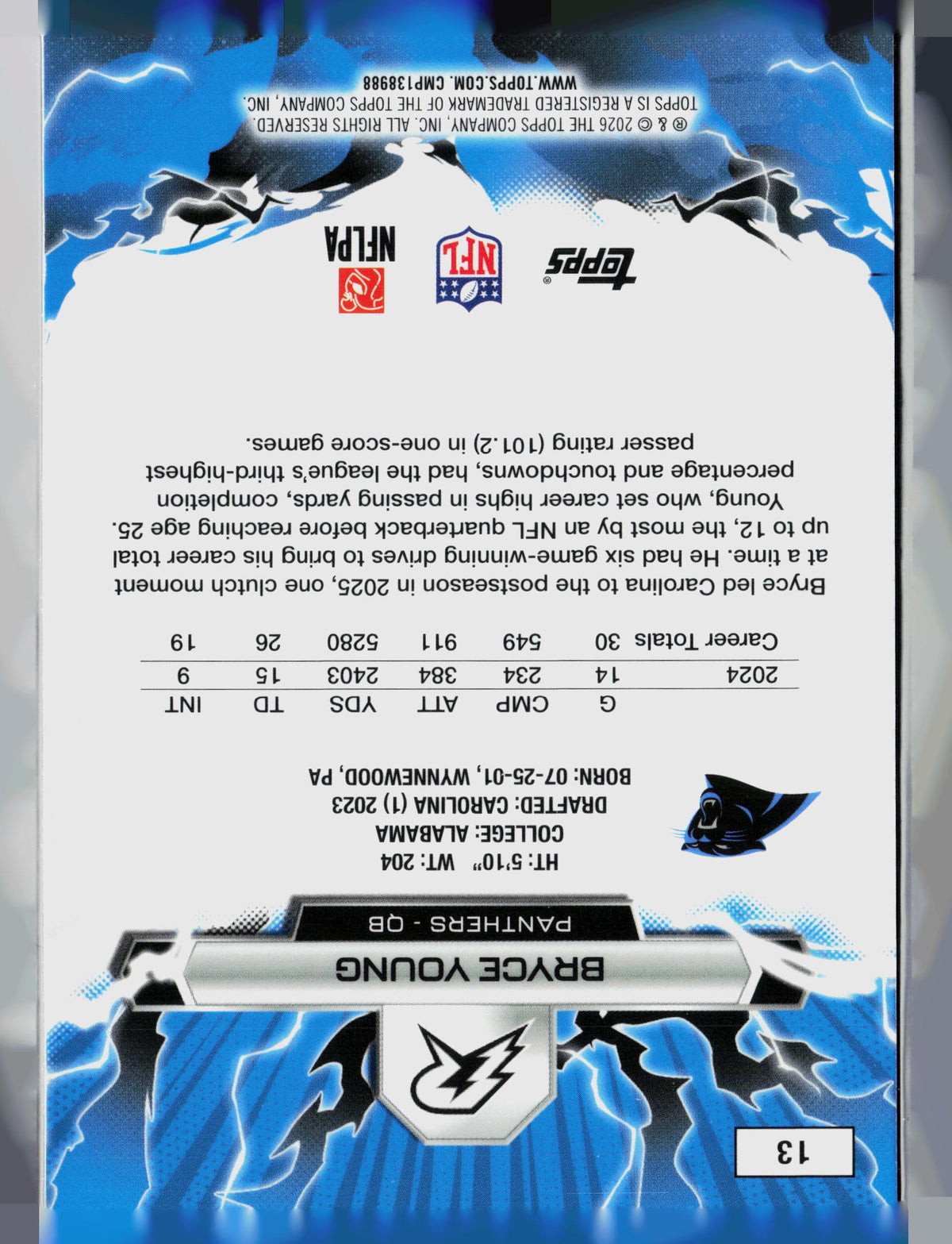 2026 Topps Bryce Young #13 Ripple