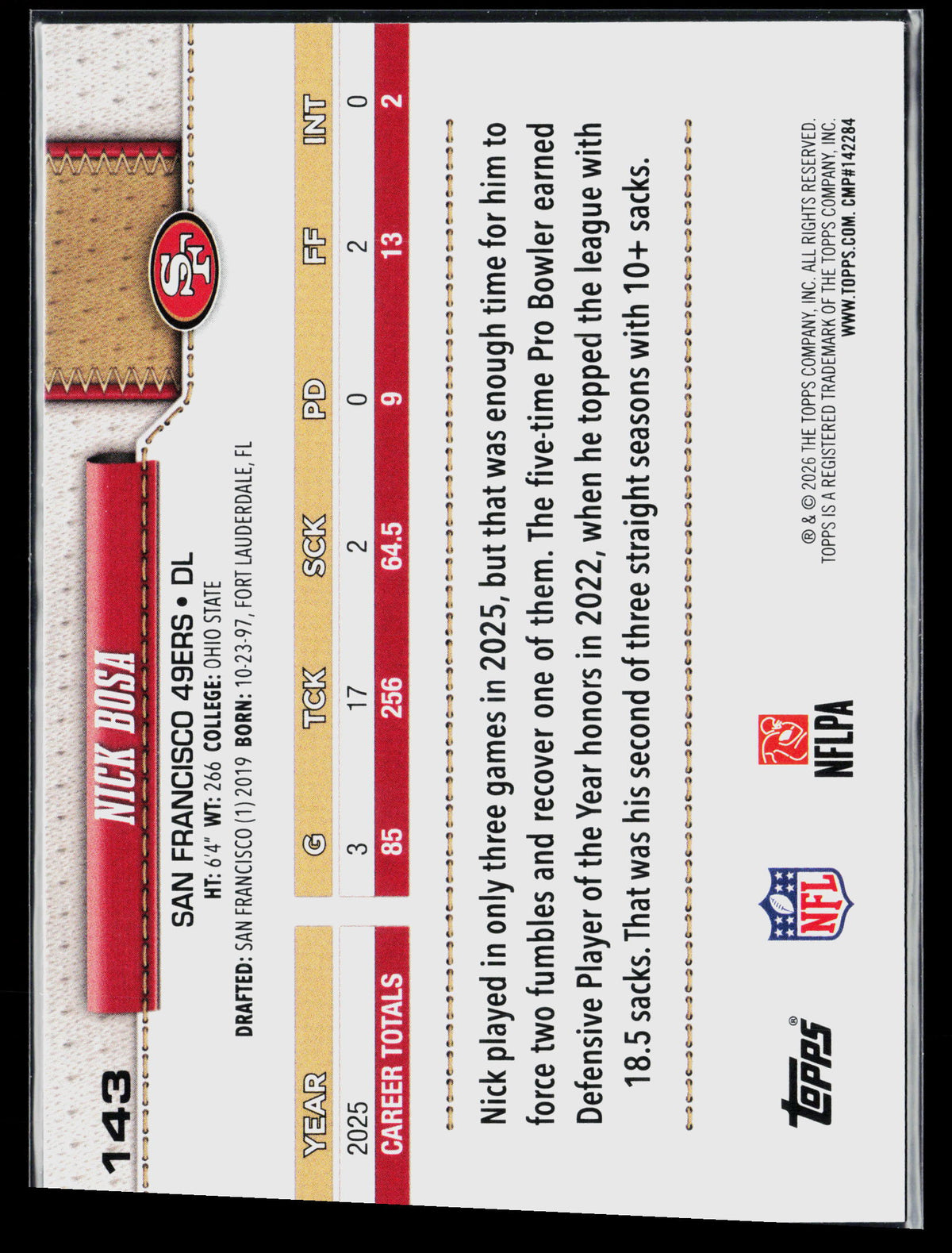 2026 Topps Nick Bosa #143