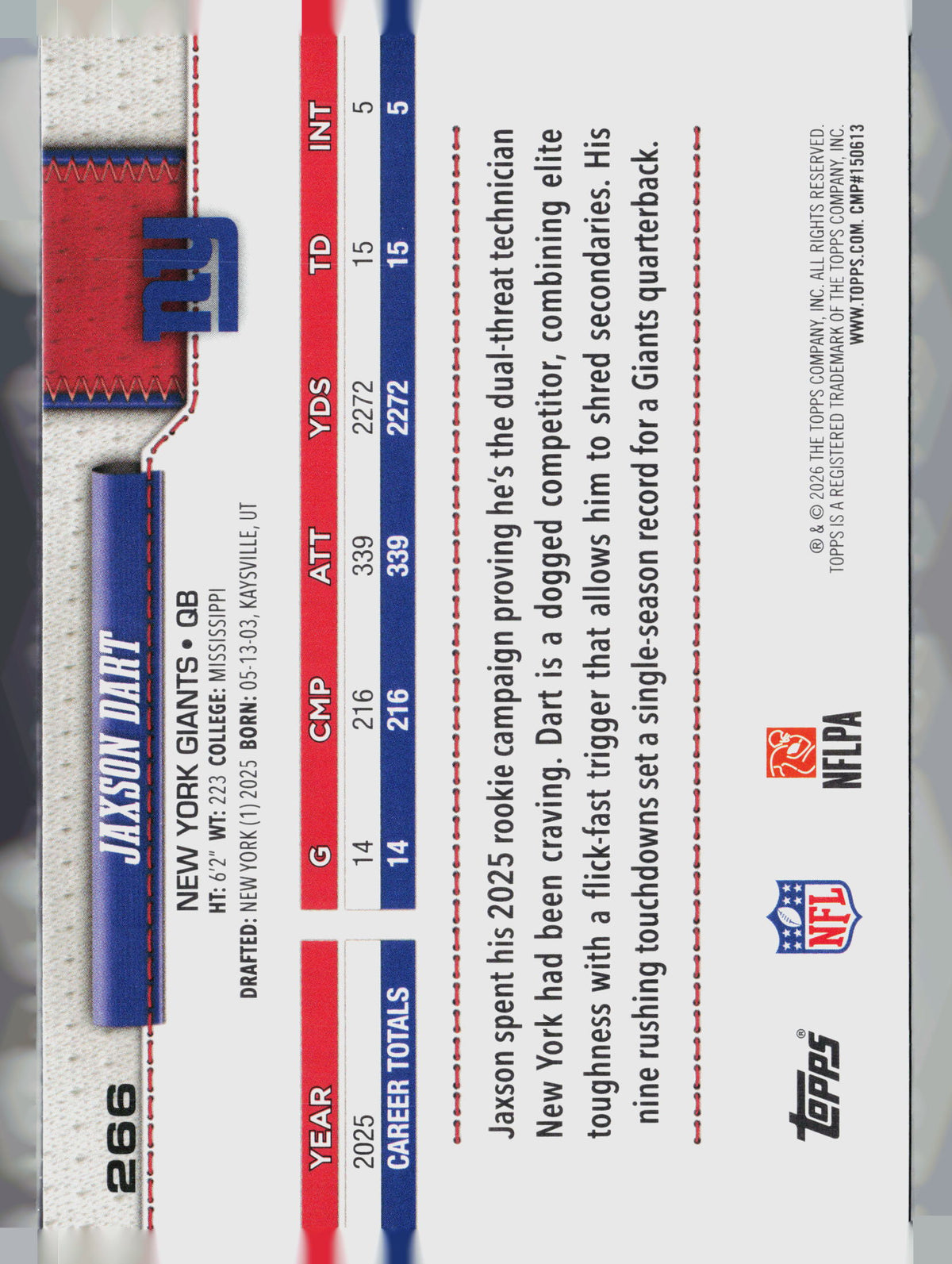 2026 Topps Jaxson Dart #266
