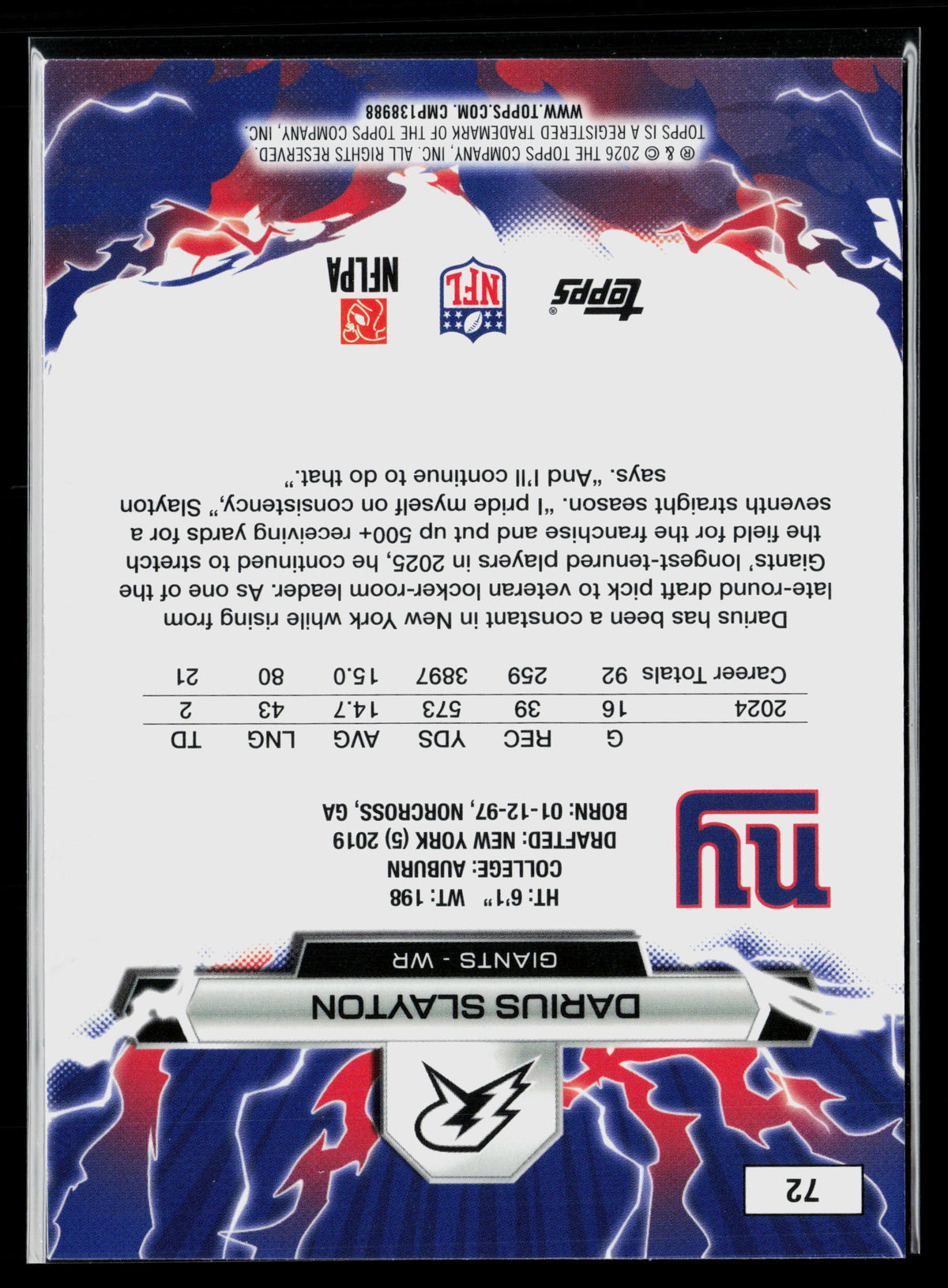 2026 Topps Rip Darius Slayton #72
