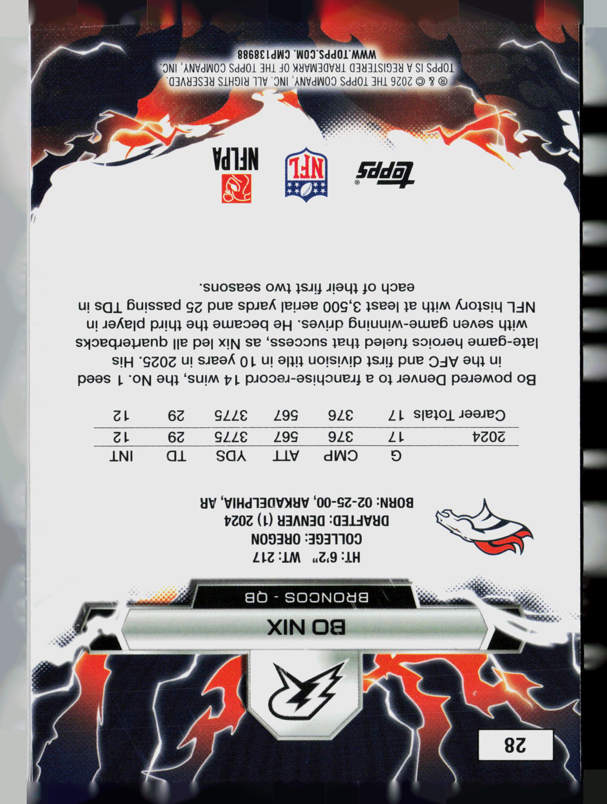 2025 Topps Bo Nix #28