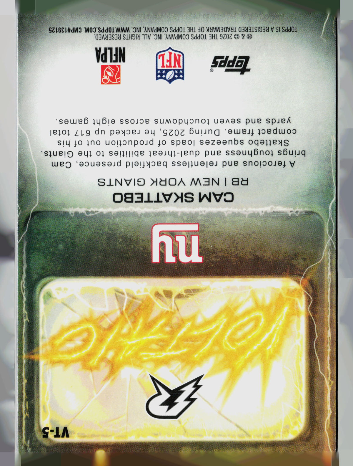 2026 Topps Rip Voltage Cam Skattebo #VT-5 RC