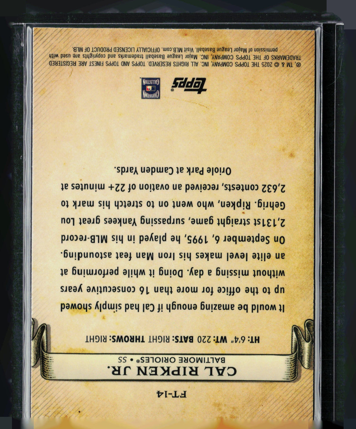 2025 Topps Finest Timelines Cal Ripken Jr. #FT-14