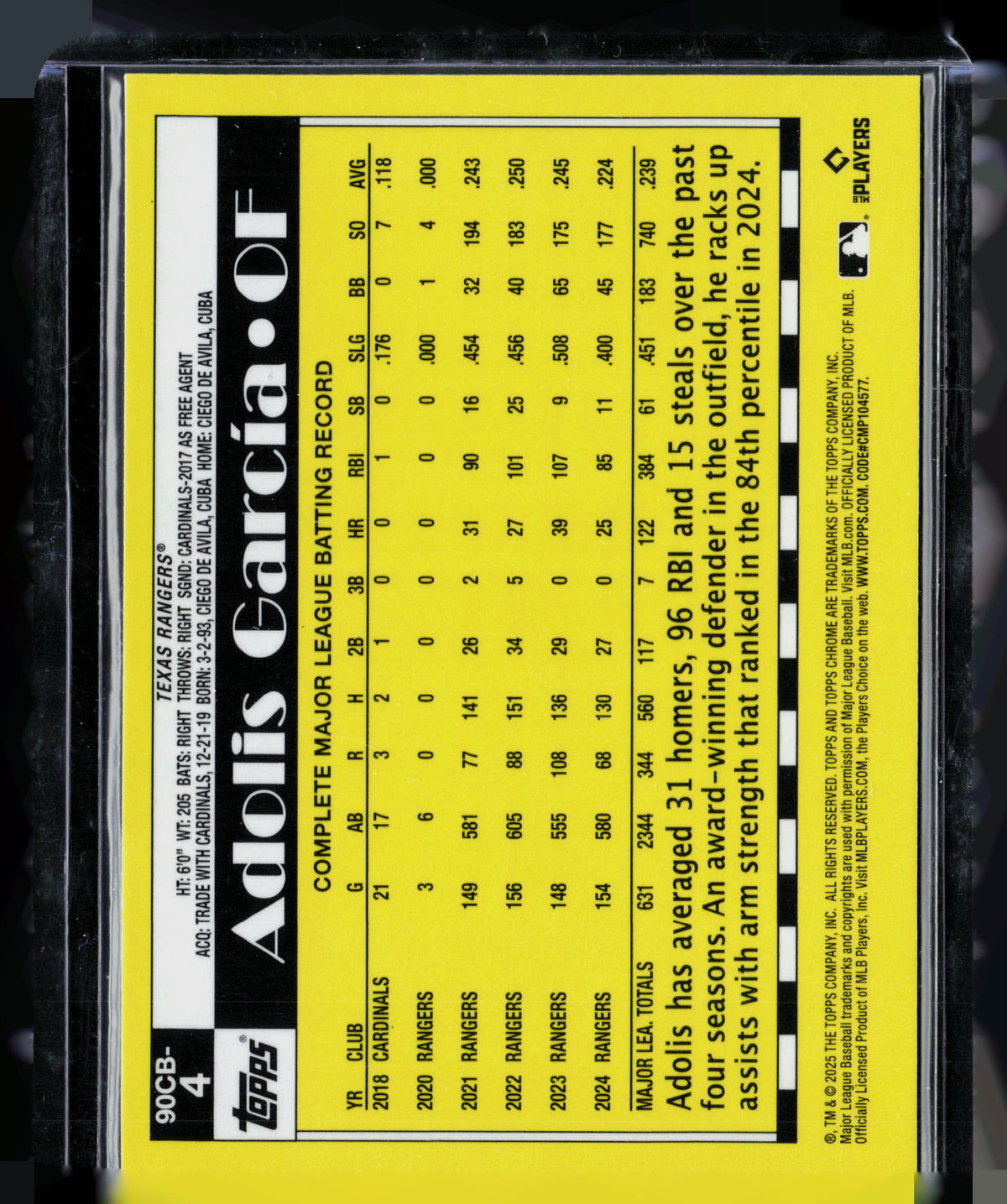 2025 Topps Chrome 1990 Topps Baseball Adolis García #90CB-4