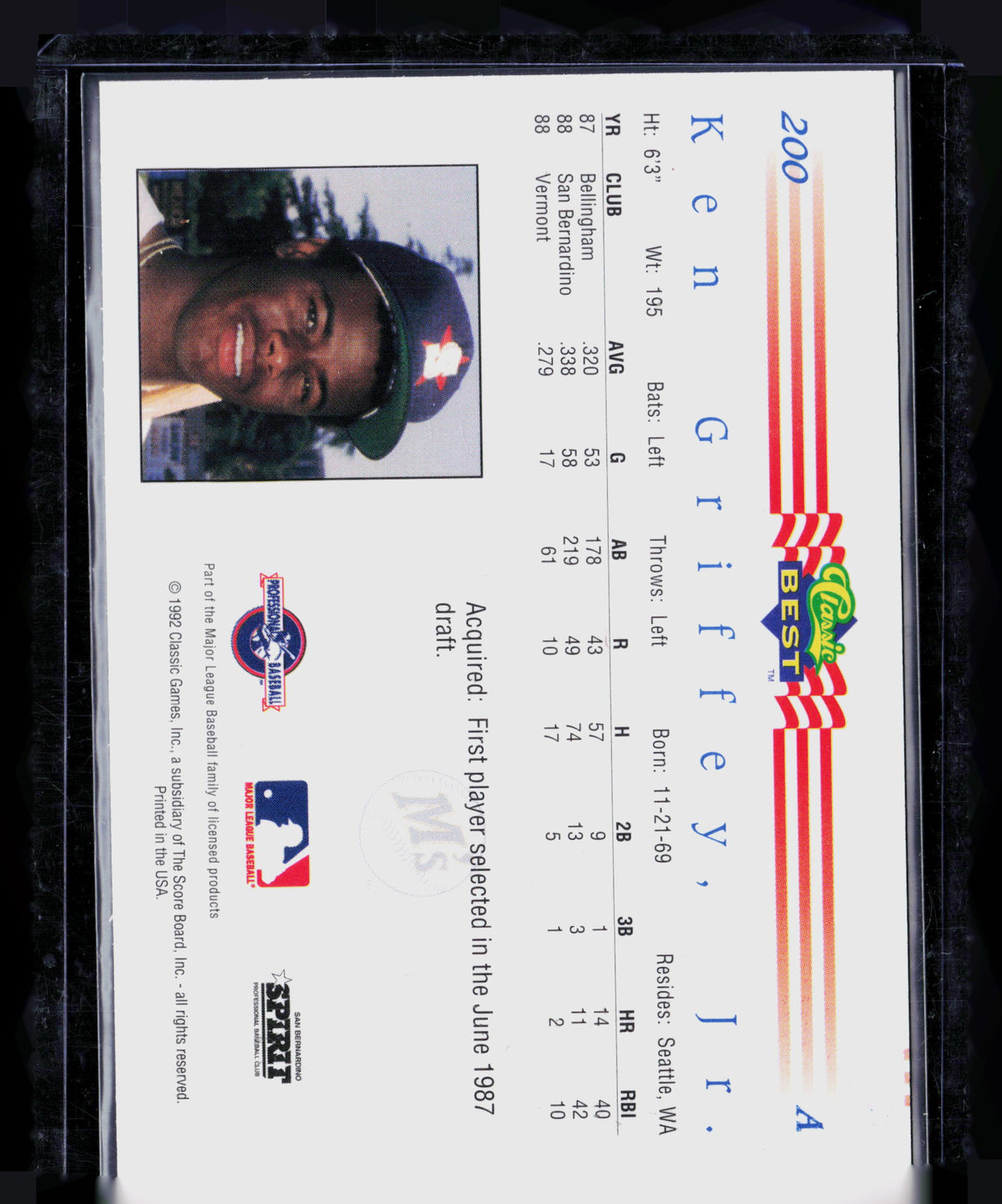 1992 Classic Best Ken Griffey Jr. #200