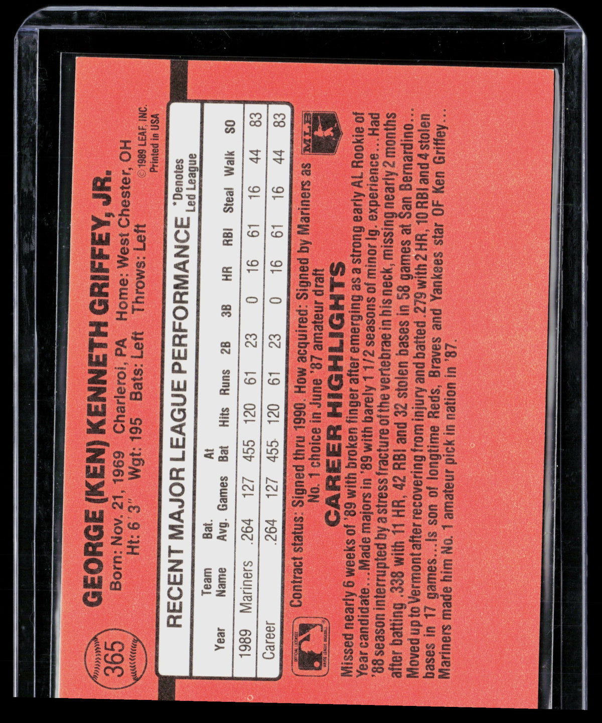 1989 Donruss Ken Griffey Jr. #365