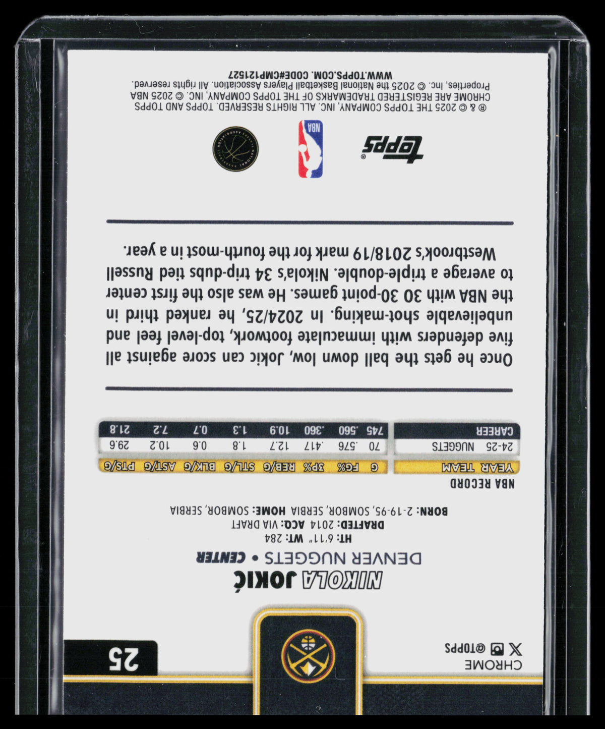 2025 Topps Chrome Nikola Jokić #25
