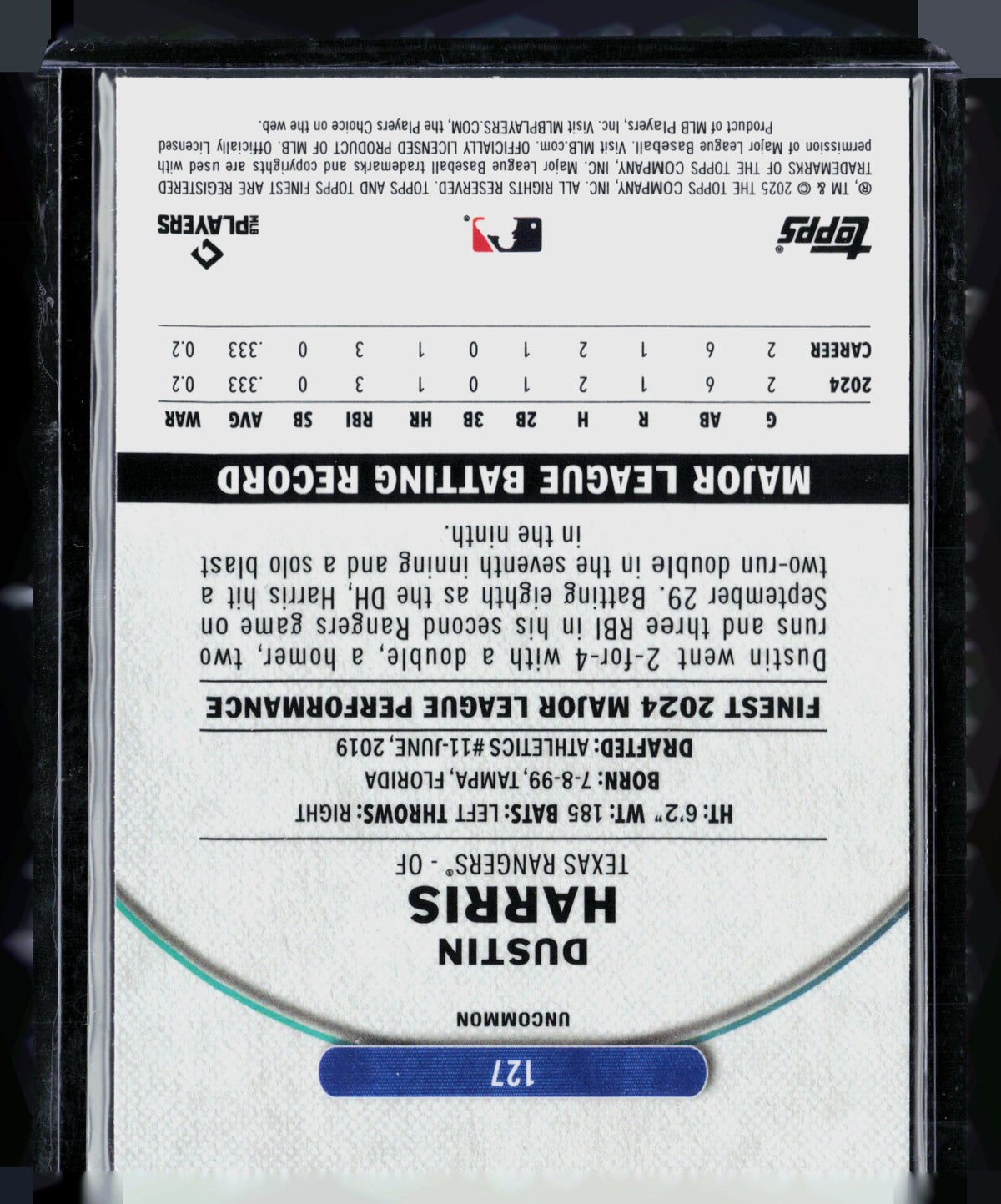 2025 Topps Finest Dustin Harris #127 RC