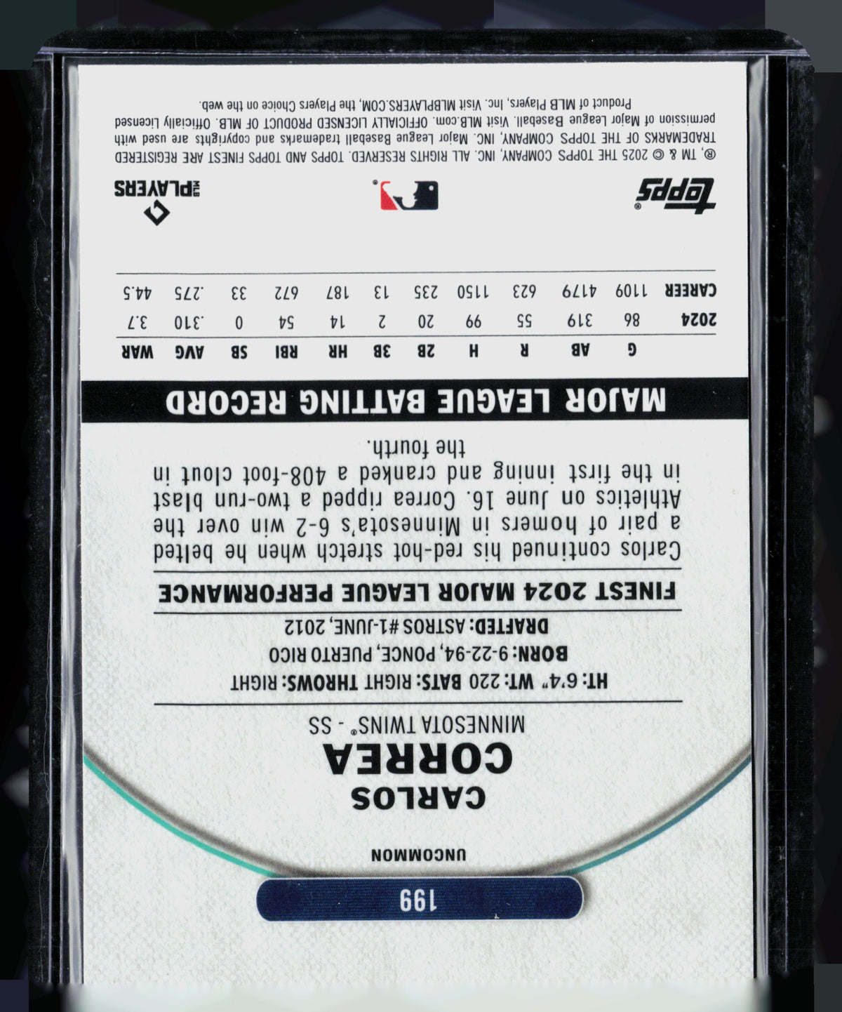 2025 Topps Finest Carlos Correa #199