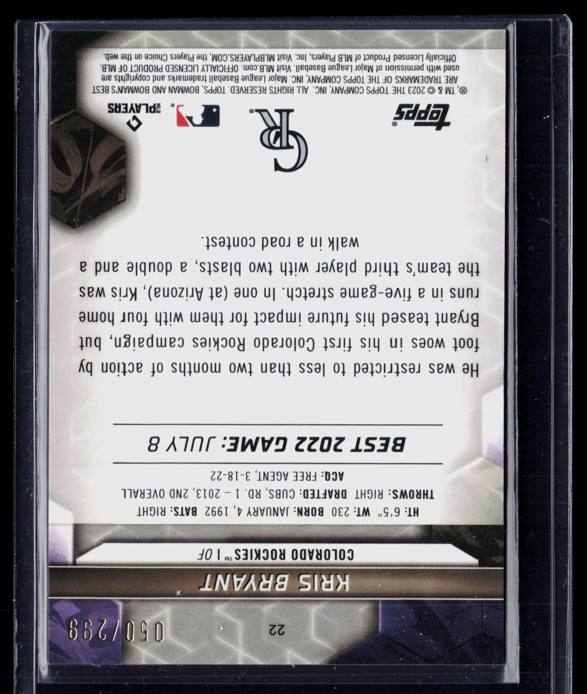 2023 Bowman's Best Kris Bryant #22