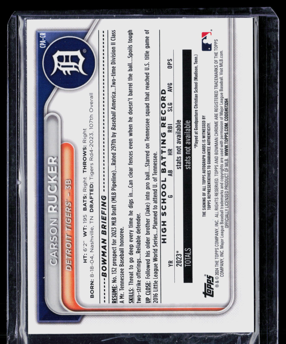 2024 Bowman Chrome Carson Rucker #CPA-CR