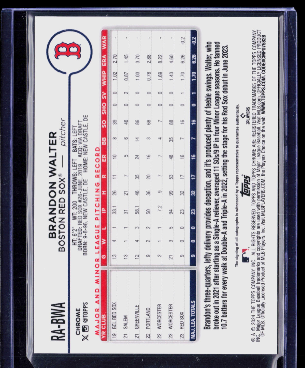 2024 Topps Chrome Brandon Walter #RA-BWA RC