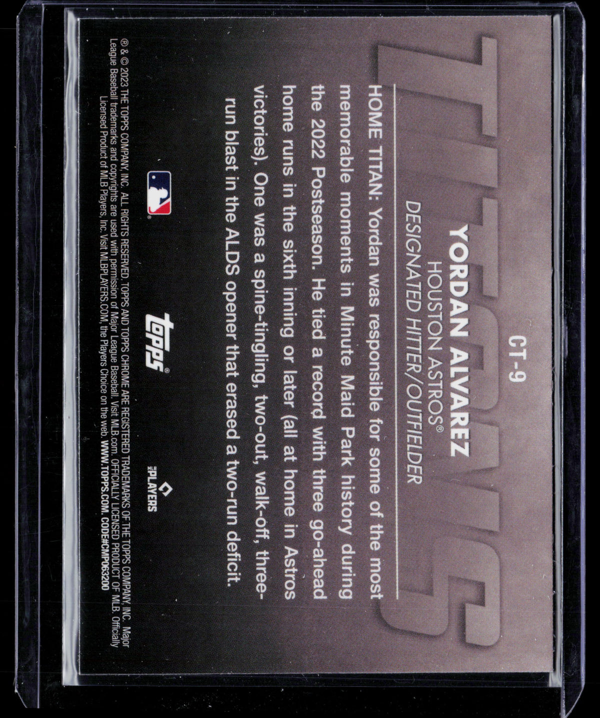 2023 Topps Chrome Titans Yordan Alvarez #CT-9