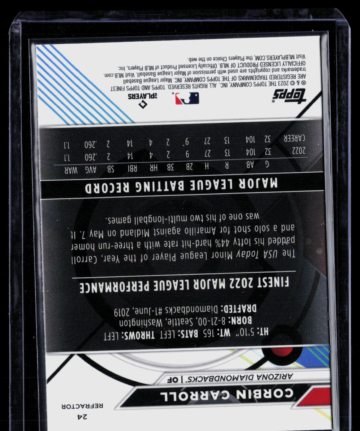 2023 Topps Finest Corbin Carroll #24 Refractor RC