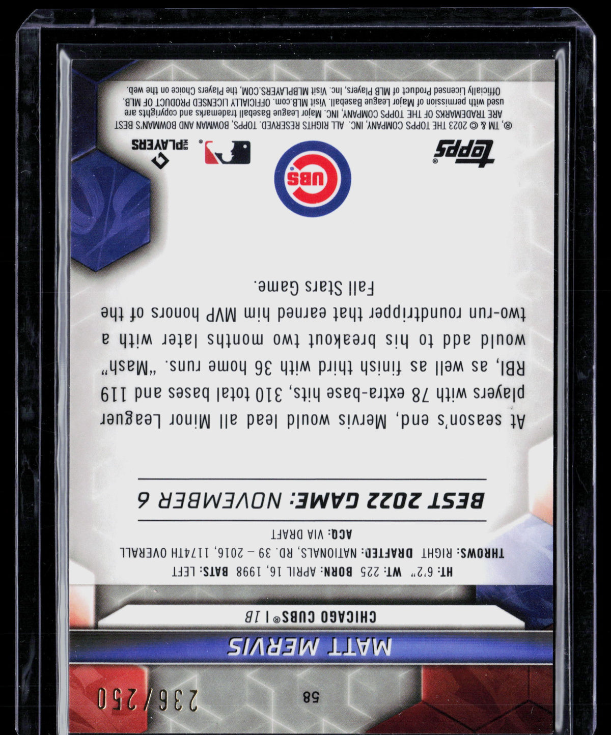 2023 Bowman's Best Matt Mervis #58 RC 236/250