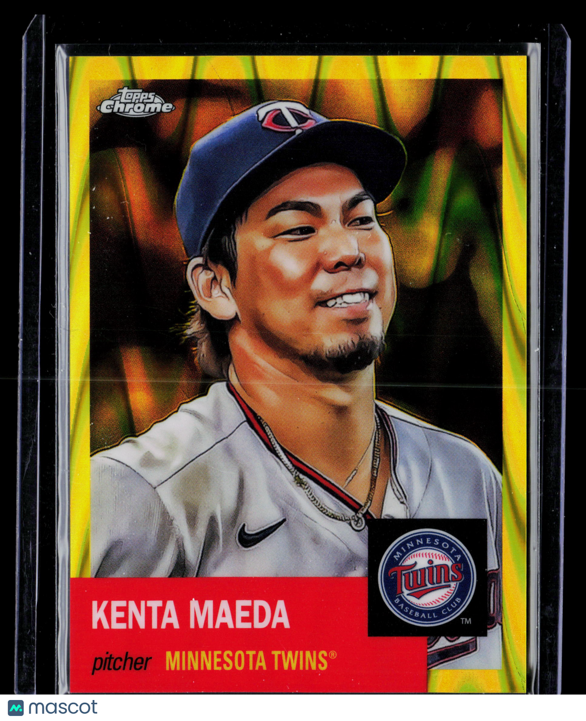 2022 Topps Chrome Platinum Anniversary Kenta Maeda #498 Yellow RayWave Refractor 003/250