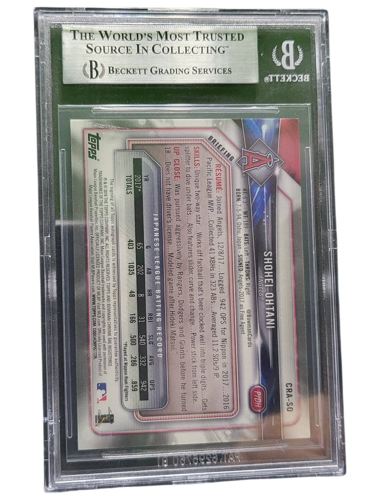 2018 Bowman Chrome Rookie Autographs Shohei Ohtani #CRA-SO RC