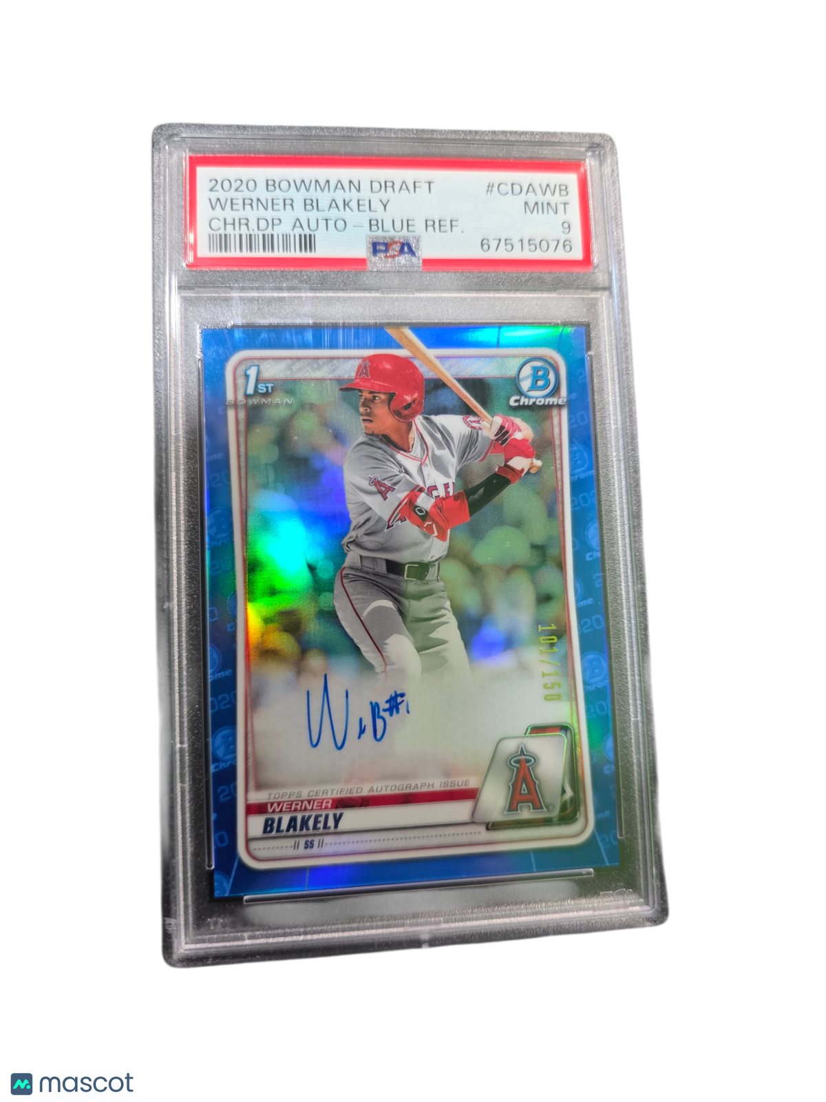 2020 Bowman Draft Chrome Picks Auto Werner Blakely #CDAWB Blue Refractor PSA 9