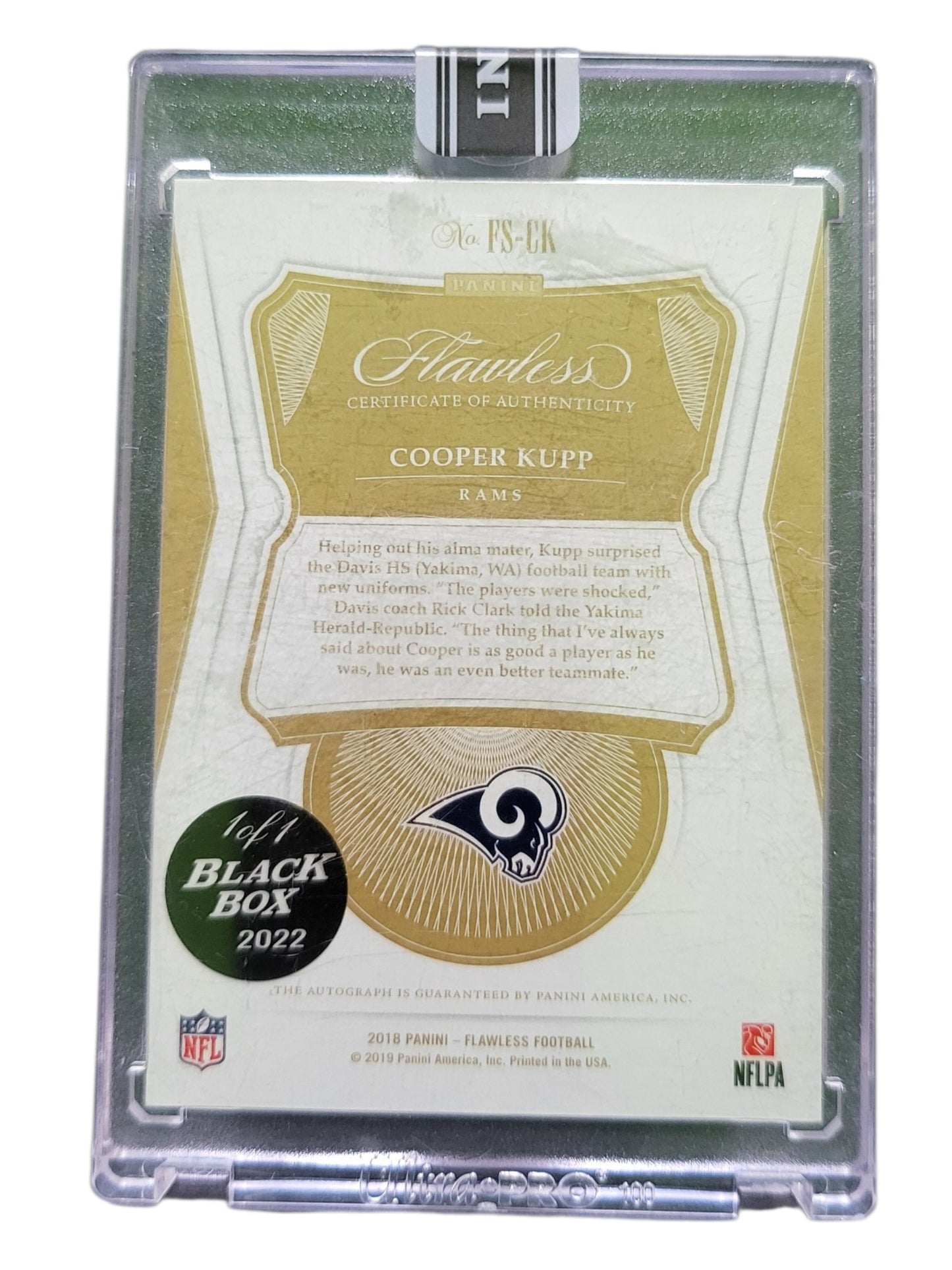 Cooper Kupp flawless rams 1\1 2018 Panini