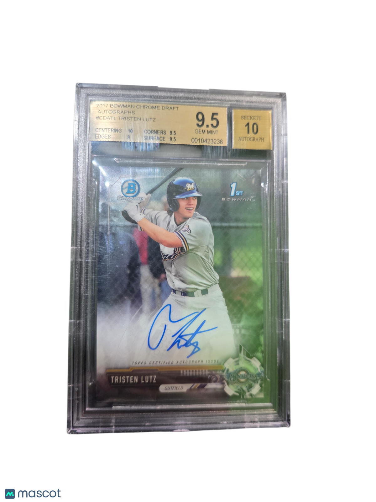2017 Bowman Chrome Draft Autographs Tristen Lutz #CDATL BGS 9.5 Auto 10