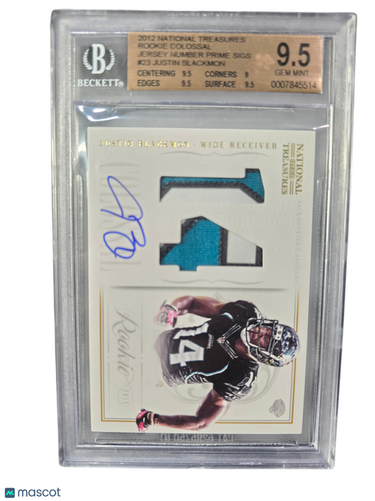 2012 Panini National Rc Colossal Jersey Prime auto Justin Blackmon #23 BGS