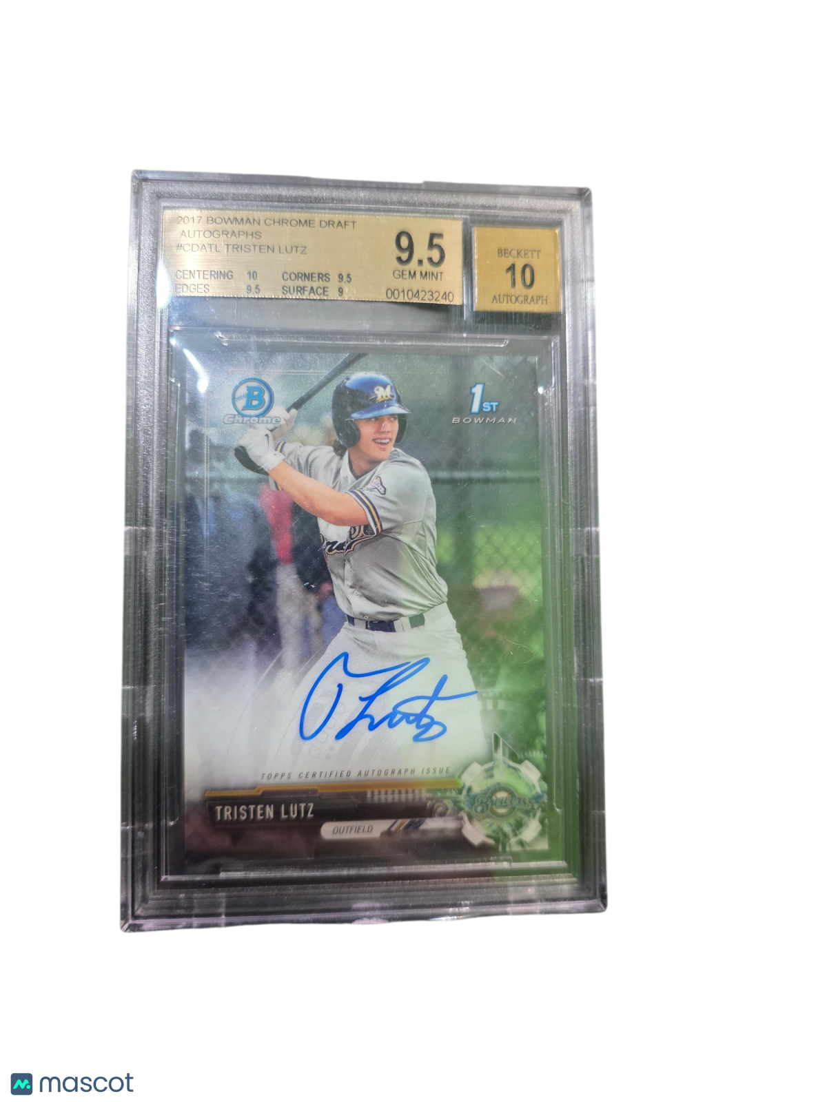 2017 Bowman Chrome Draft Autographs Tristen Lutz #CDATL BGS 9.5 Auto 10
