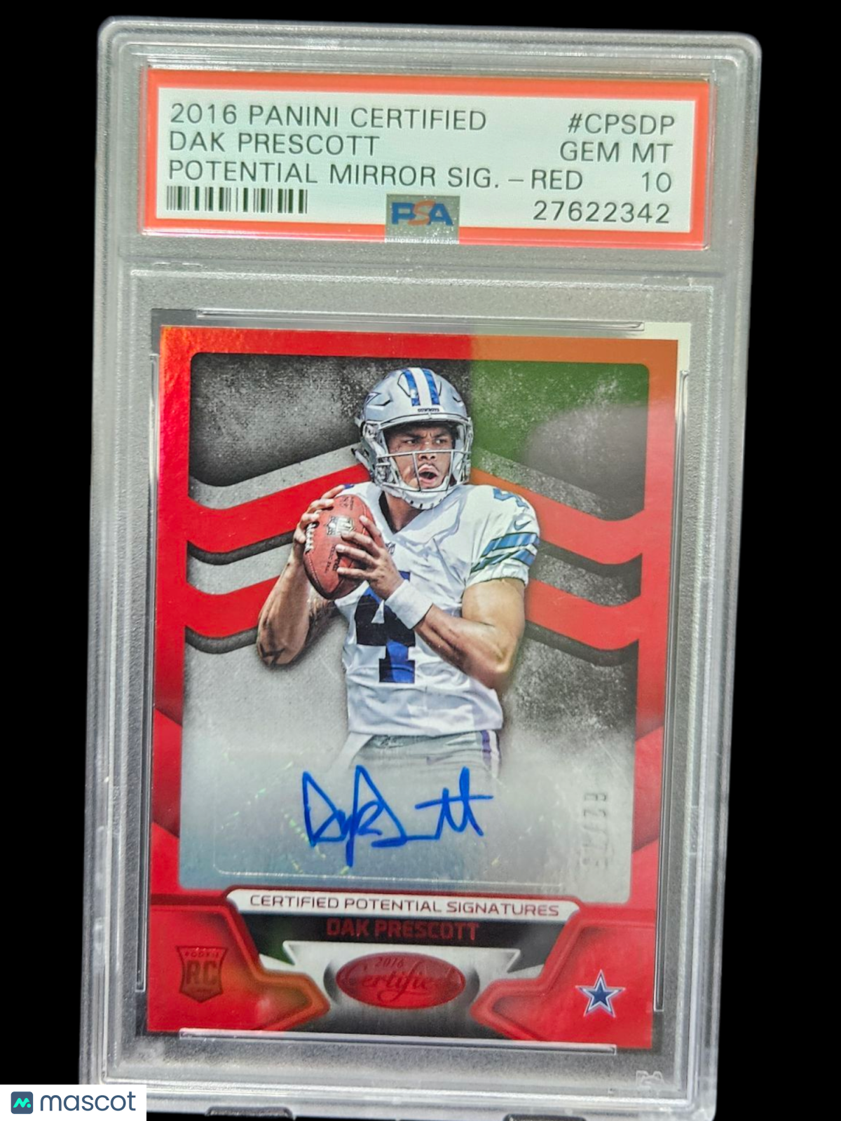 2016 Panini Certified Potential Mirror Signatures Dak Prescott #CPSDP Red PSA 10