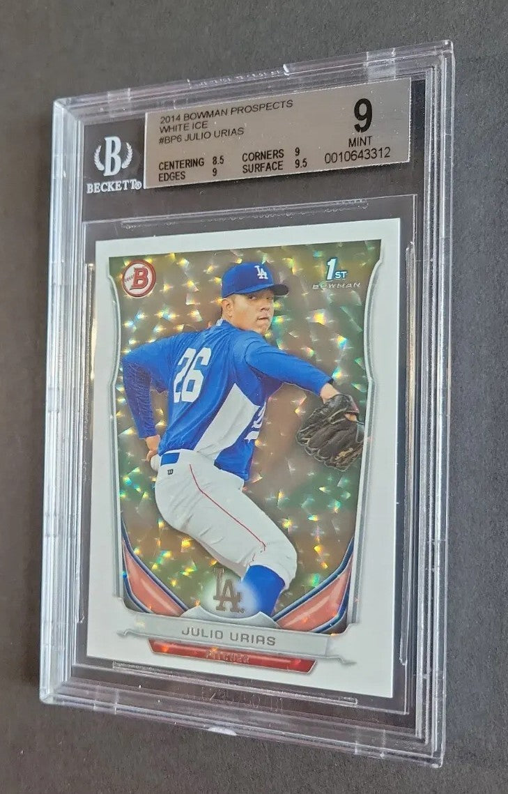 2014 Bowman Julio Urías #BP6 White Ice Rookie BGS 9