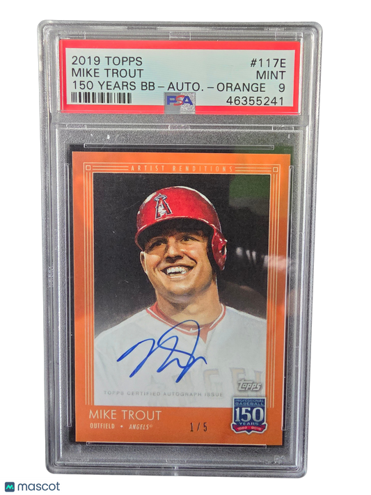 2019 Topps 150 Years Of Baseball Mike Trout #117E BB Autograph Orange PSA 9