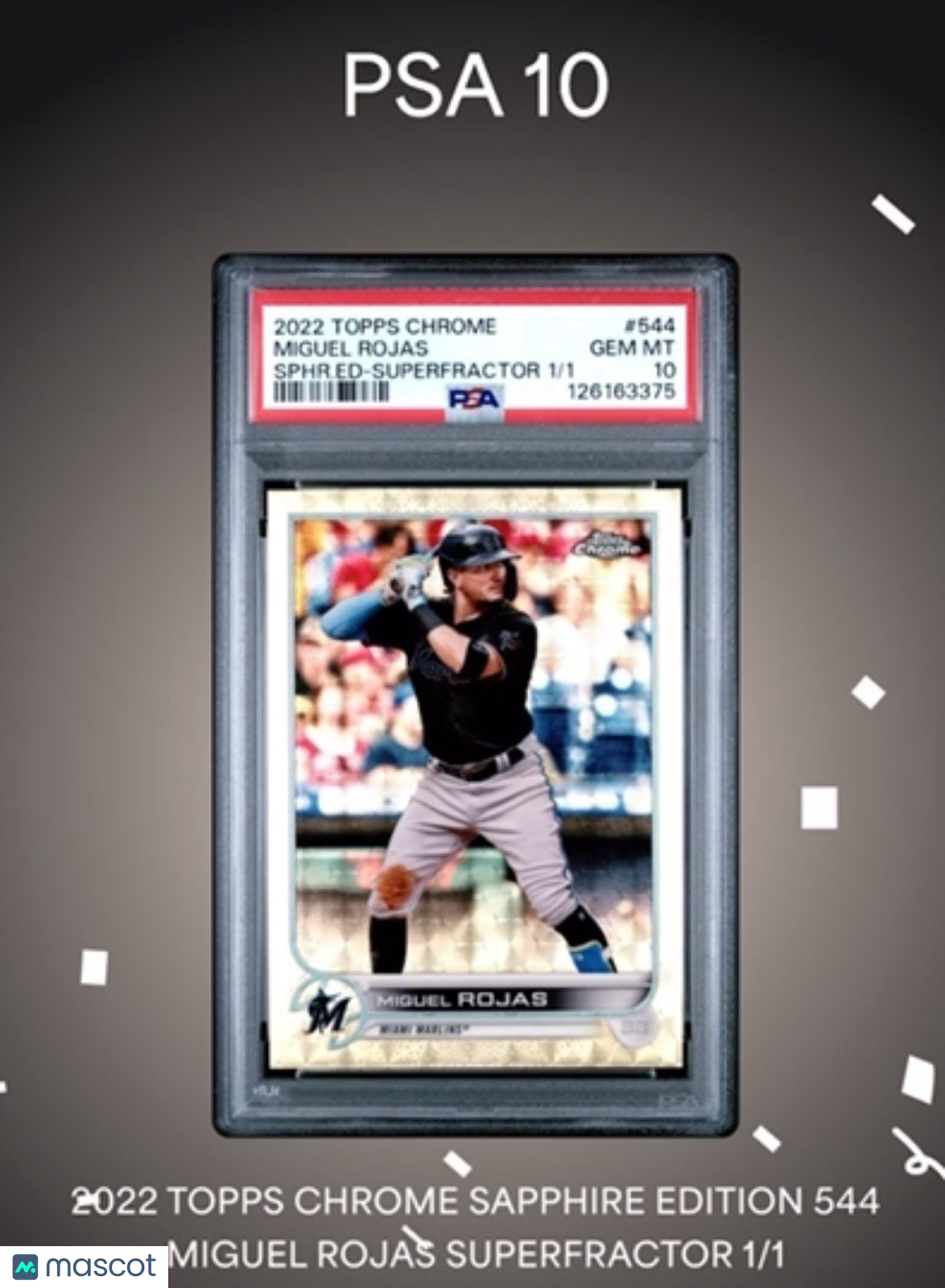 2022 Topps Chrome Sapphire Miguel Rojas #544 SuperFractor 1/1 PSA 10 Topps