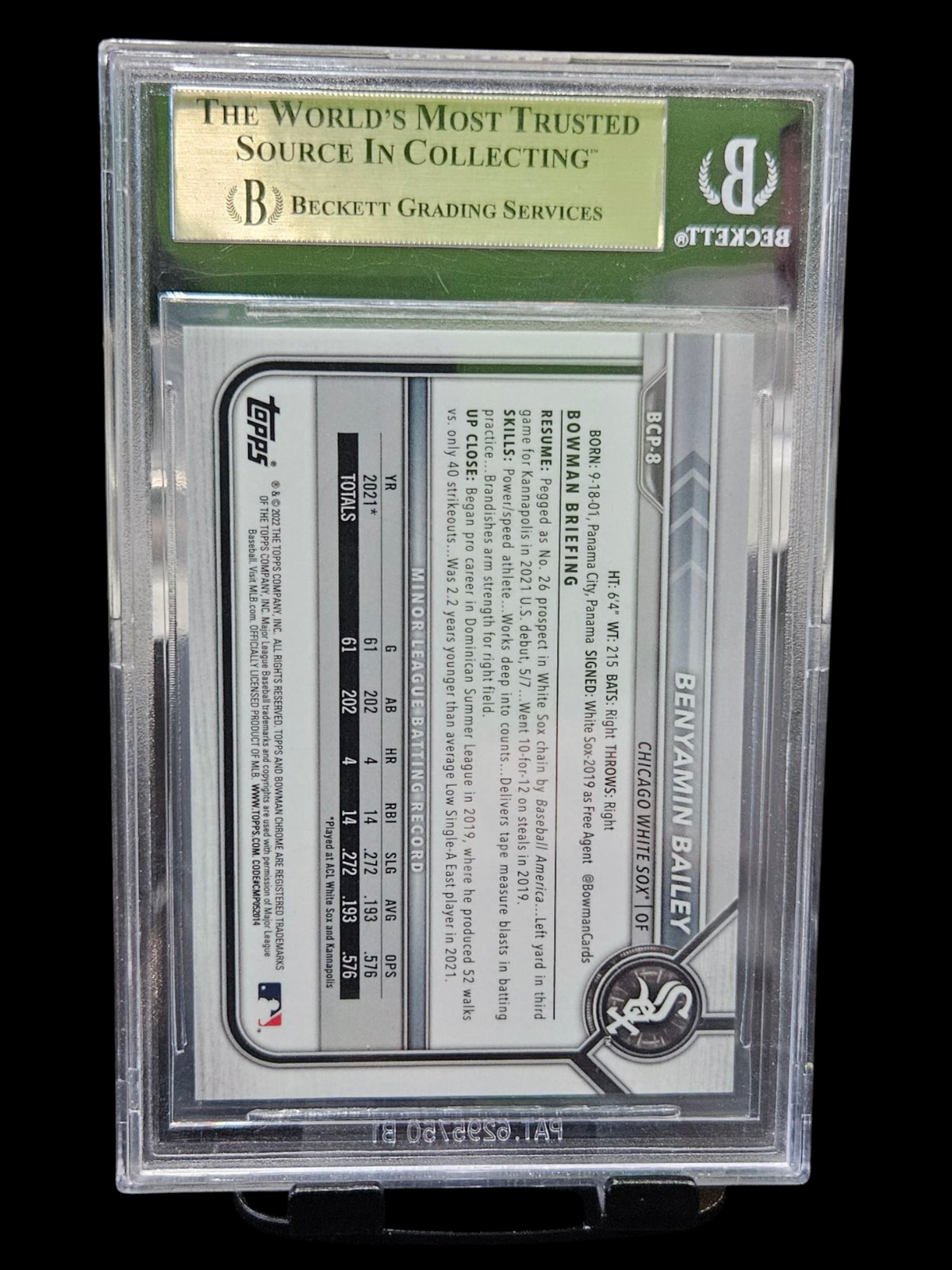 2022 Bowman Chrome Mega Box Pink Refractors Benyamin Bailey #BCP8 BGS 9.5