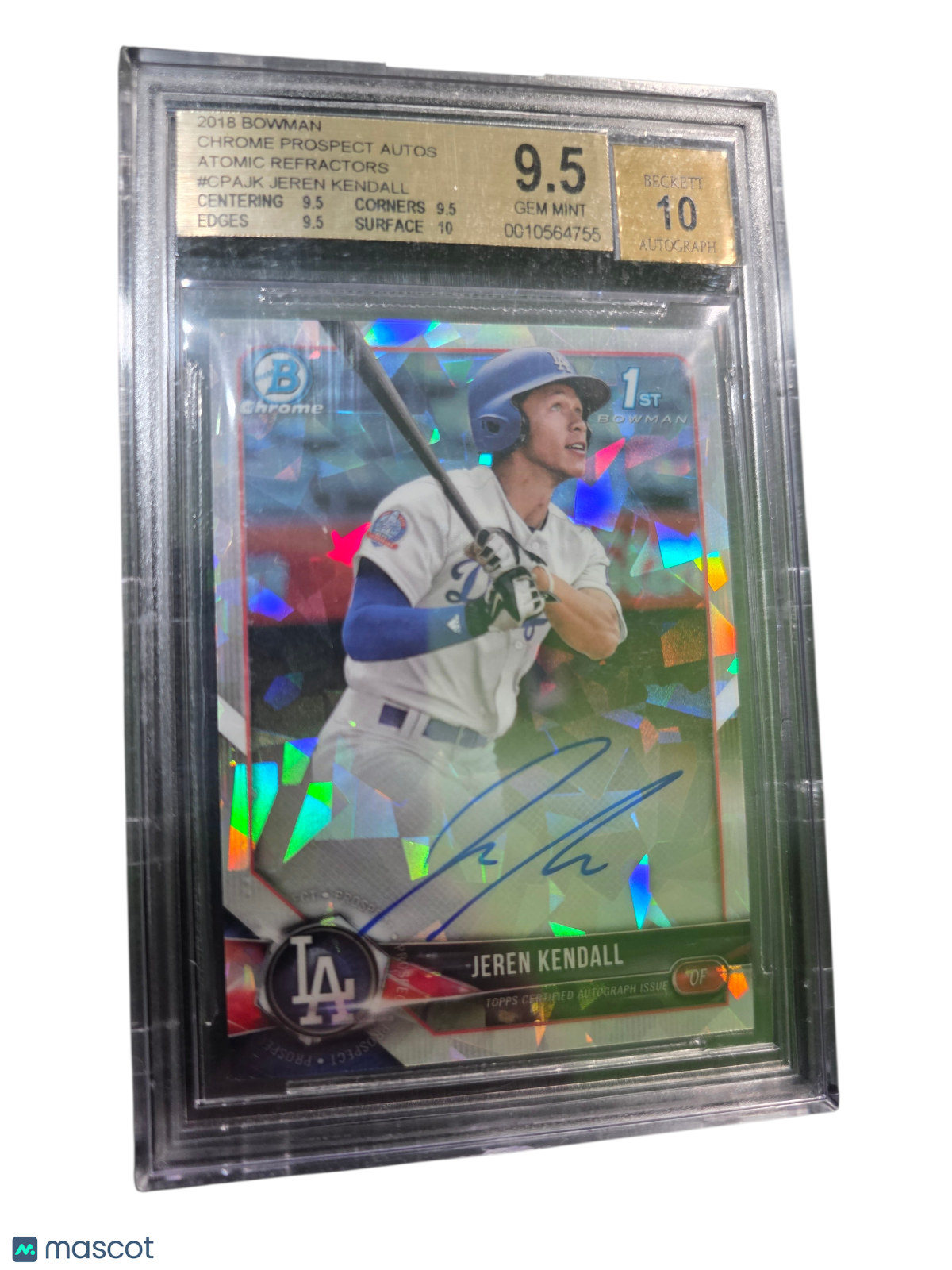 2018 Bowman Chrome Prospect Auto Atomic Ref Jeren Kendall #CPAJK BGS 9.5 Auto 10