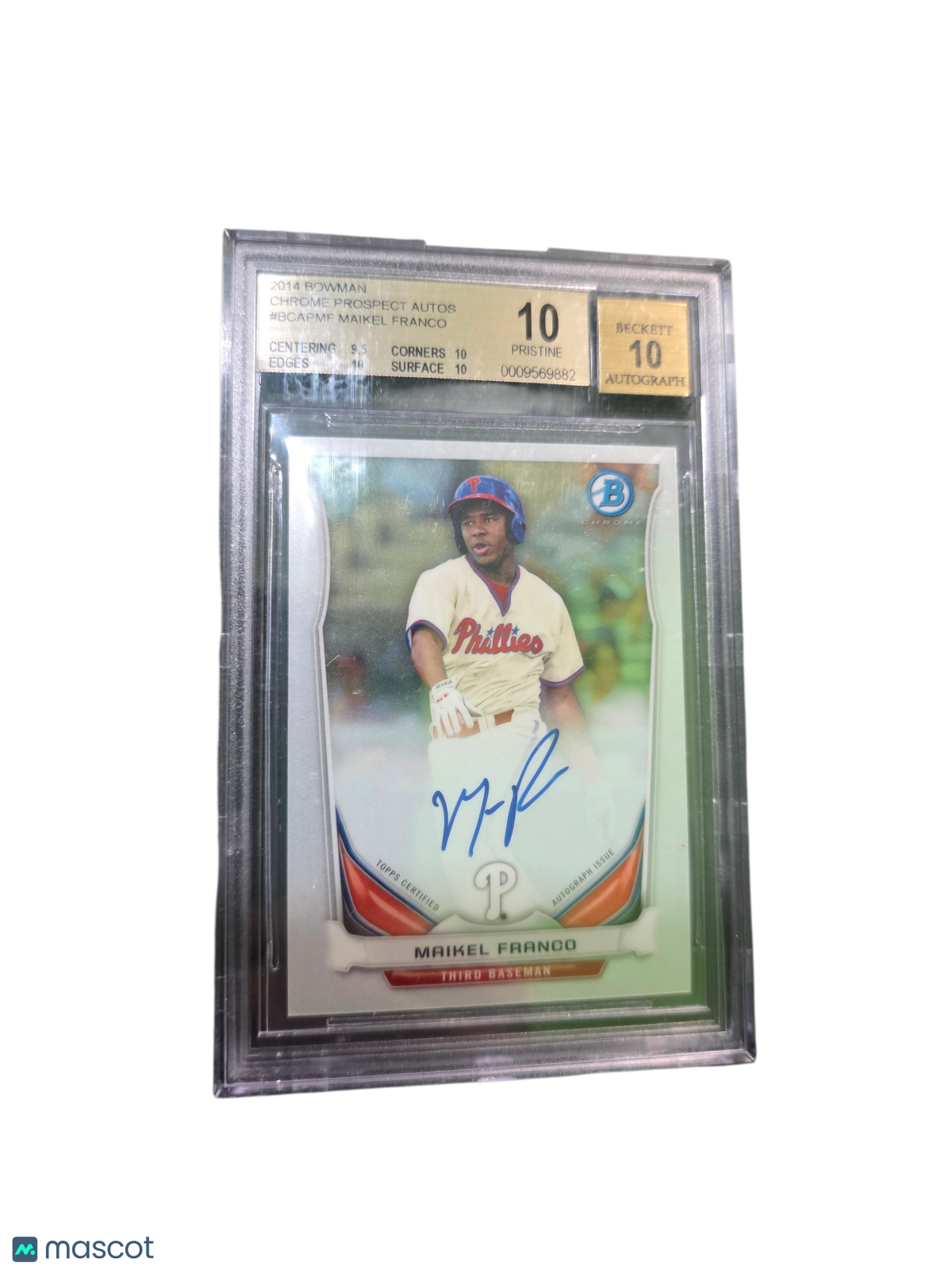2014 Bowman Chrome Prospect Autographs Maikel Franco #BCAPMF BGS 10 Auto 10