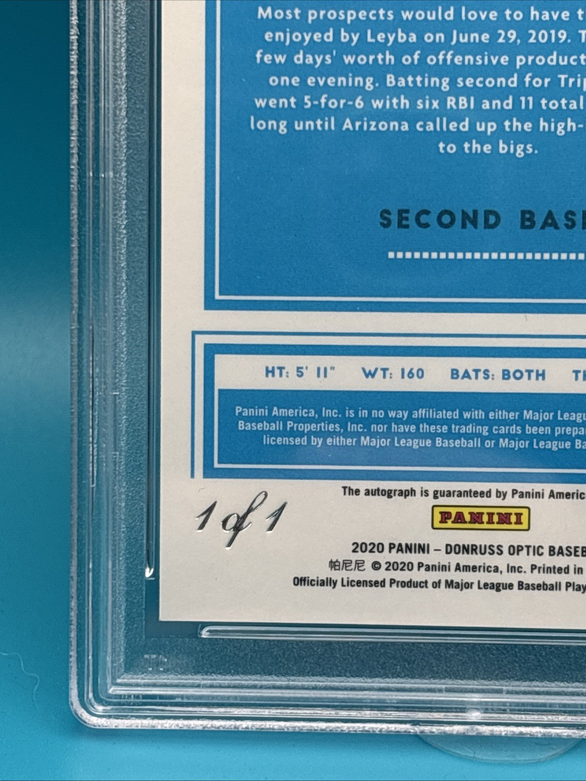 2020 PANINI DONRUSS OPTIC  Rc SIGs Domingo Leyba #RRSDL GOLD VINYL 1/1 PSA