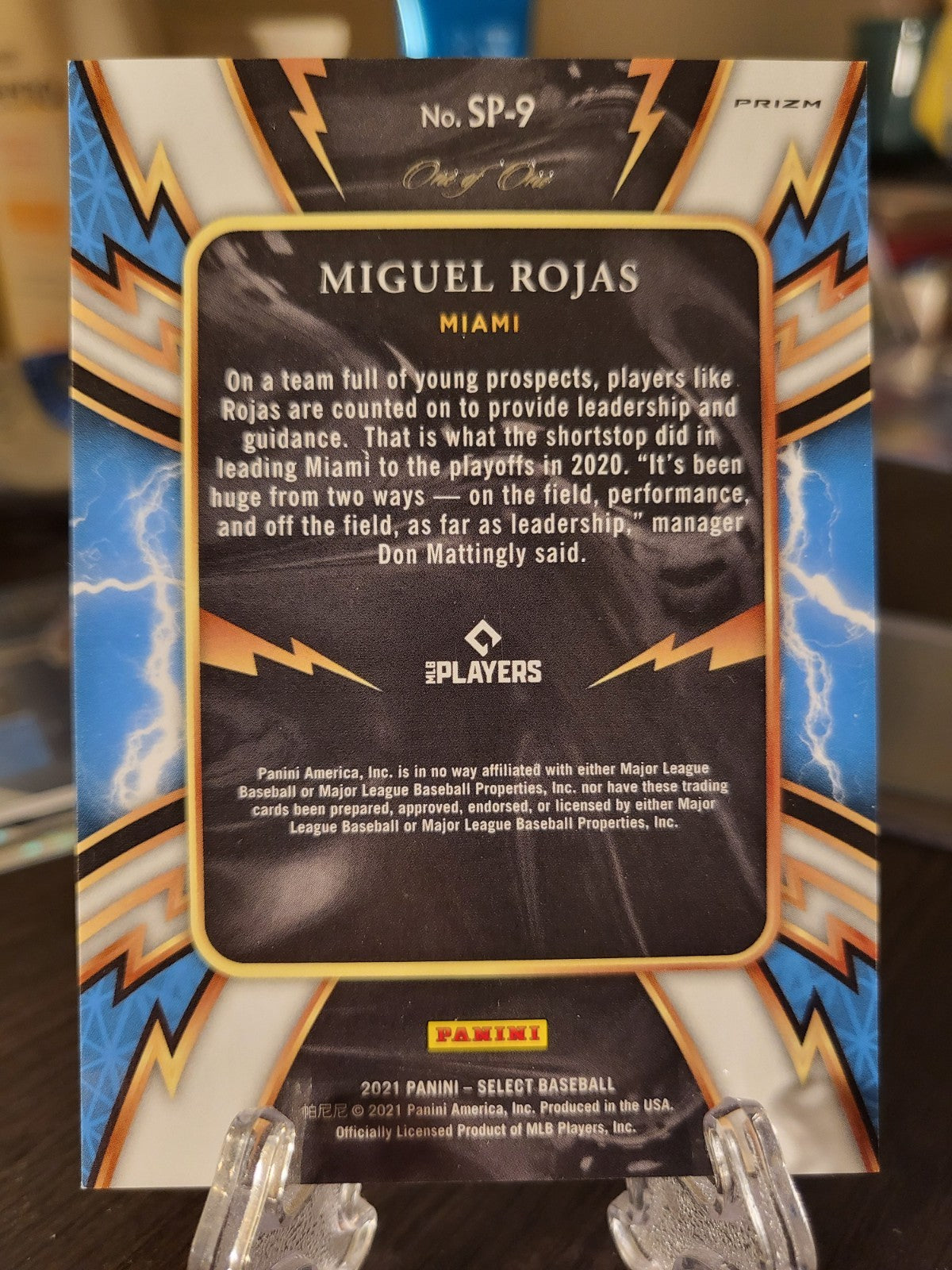 2021 Panini Select Miguel Rojas #SP-9 Black Disco Prizm One of One