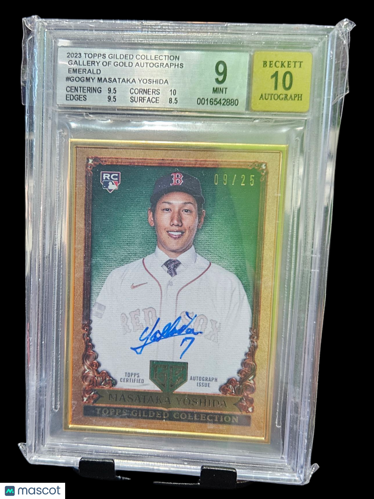 2023 Topps Gilded Gallery Gold Auto Emerald Masataka Yoshida BGS 9 Auto 10