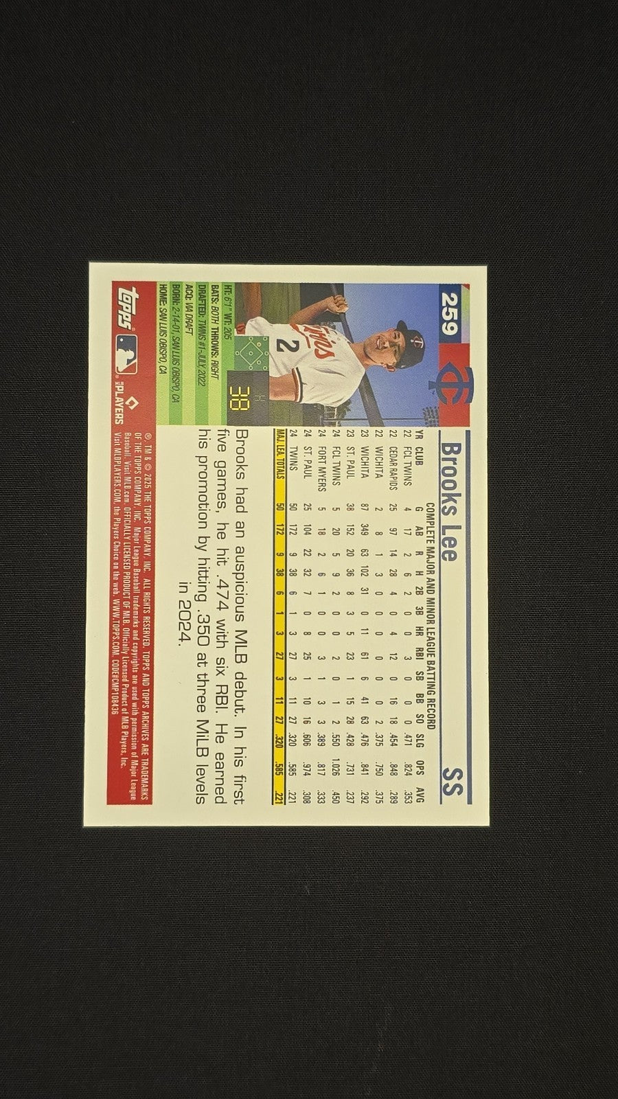 2025 Topps Archives Brooks Lee Parallel/Variety Rookie One of One