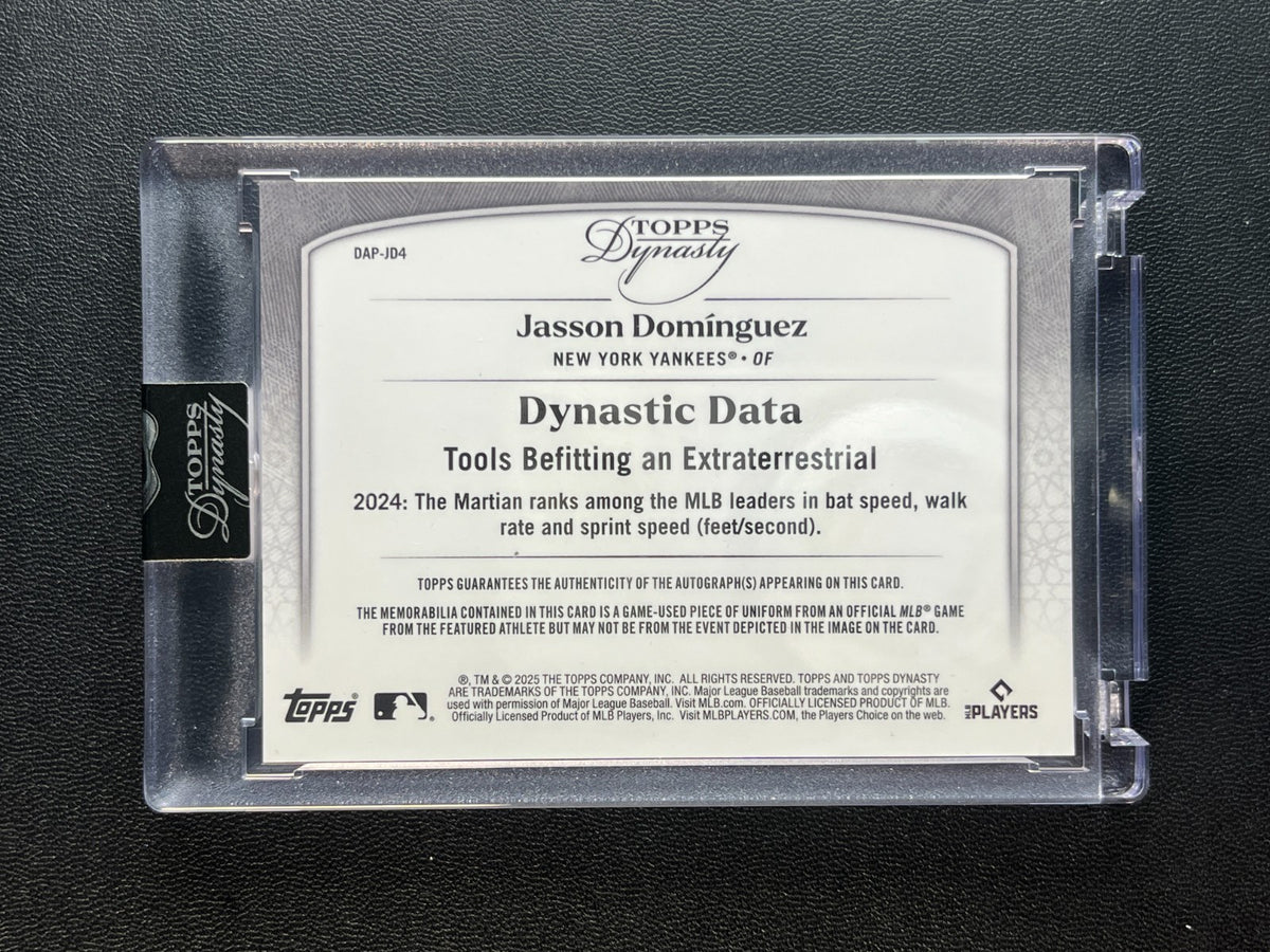 2025 Topps Dynasty Dynastic Data Jasson Dominguez GU Patch Auto 09/10 Sealed
