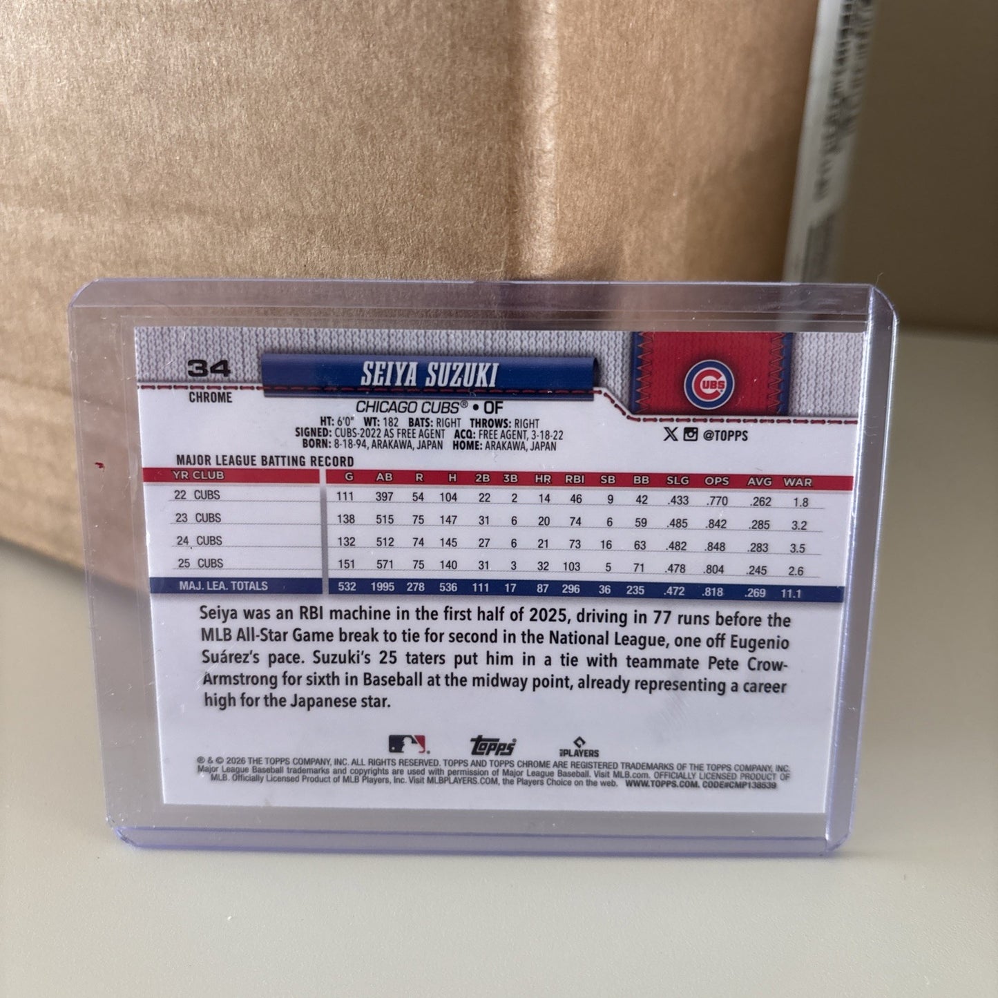 2026 Topps Chrome Seiya Suzuki #34 Chrome Refractor Topps