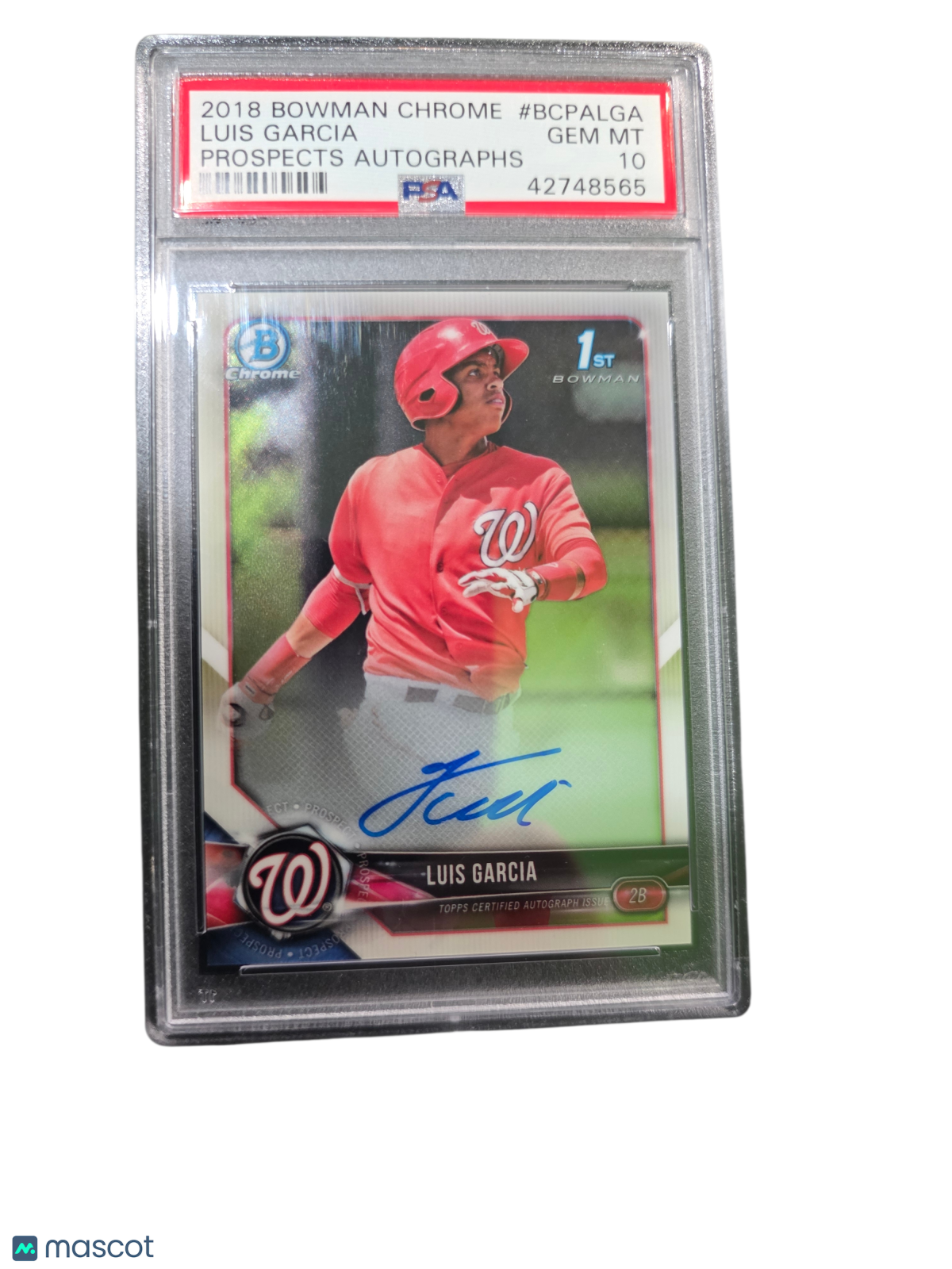 2018 Bowman Chrome Prospects Autographs Luis Garcia #BCPALGA PSA 10