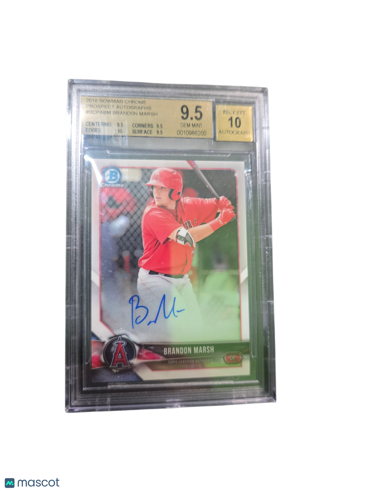 2018 Bowman Chrome Prospect Autographs Brandon Marsh #BCPABM BGS 9.5 Auto 10