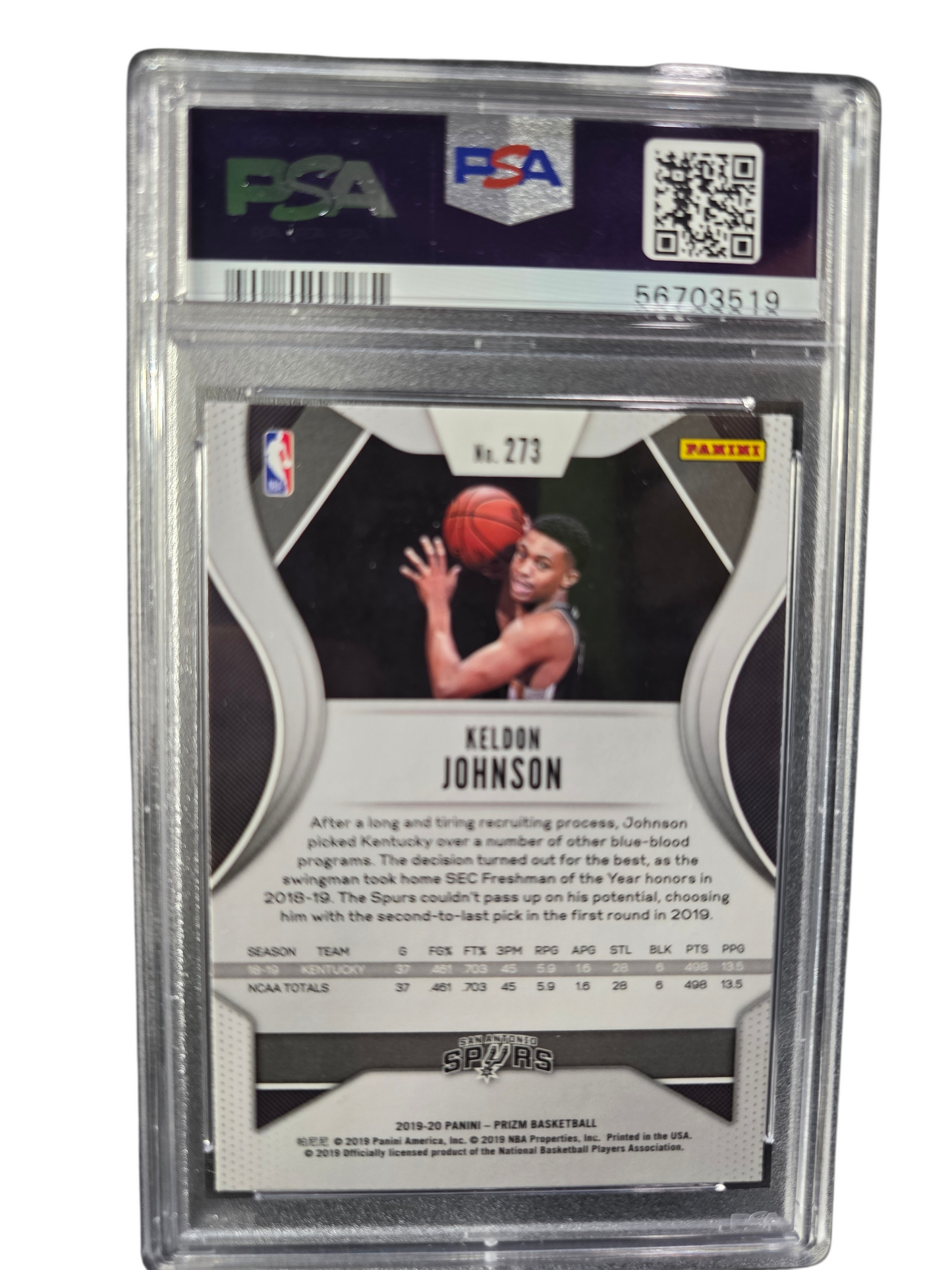 2019 Panini Prizm Keldon Johnson #273 PSA 10