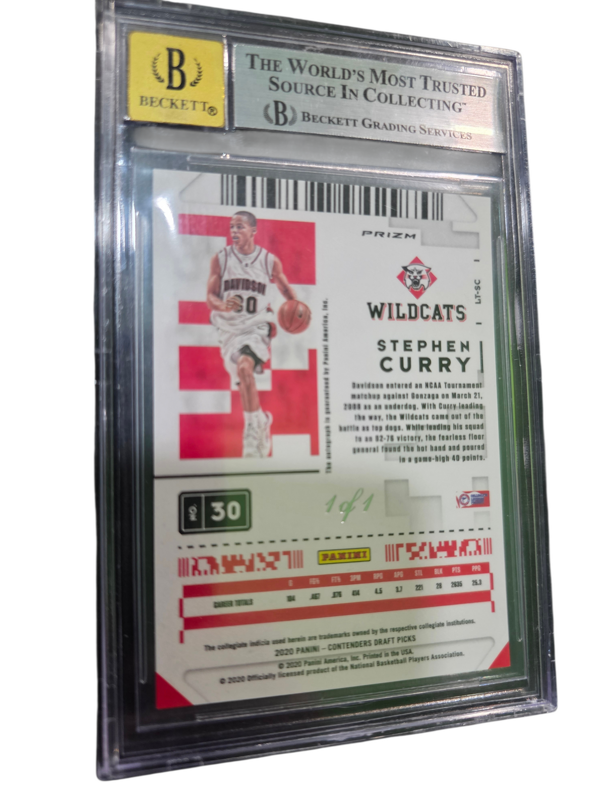 2020 Panini Contenders Stephen Curry 1/1 Auto Premium Gold Vinyl  #6