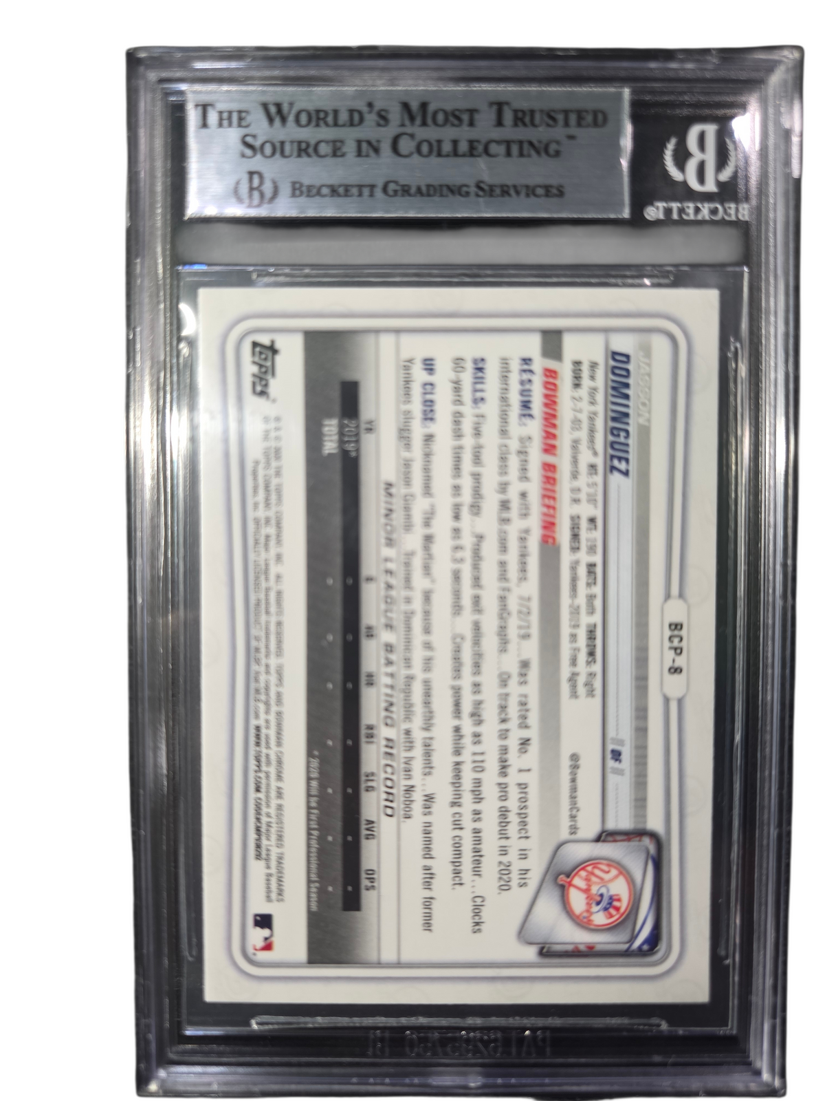 2020 Bowman Chrome Prospects Jasson Dominguez #BCP8 BGS 9