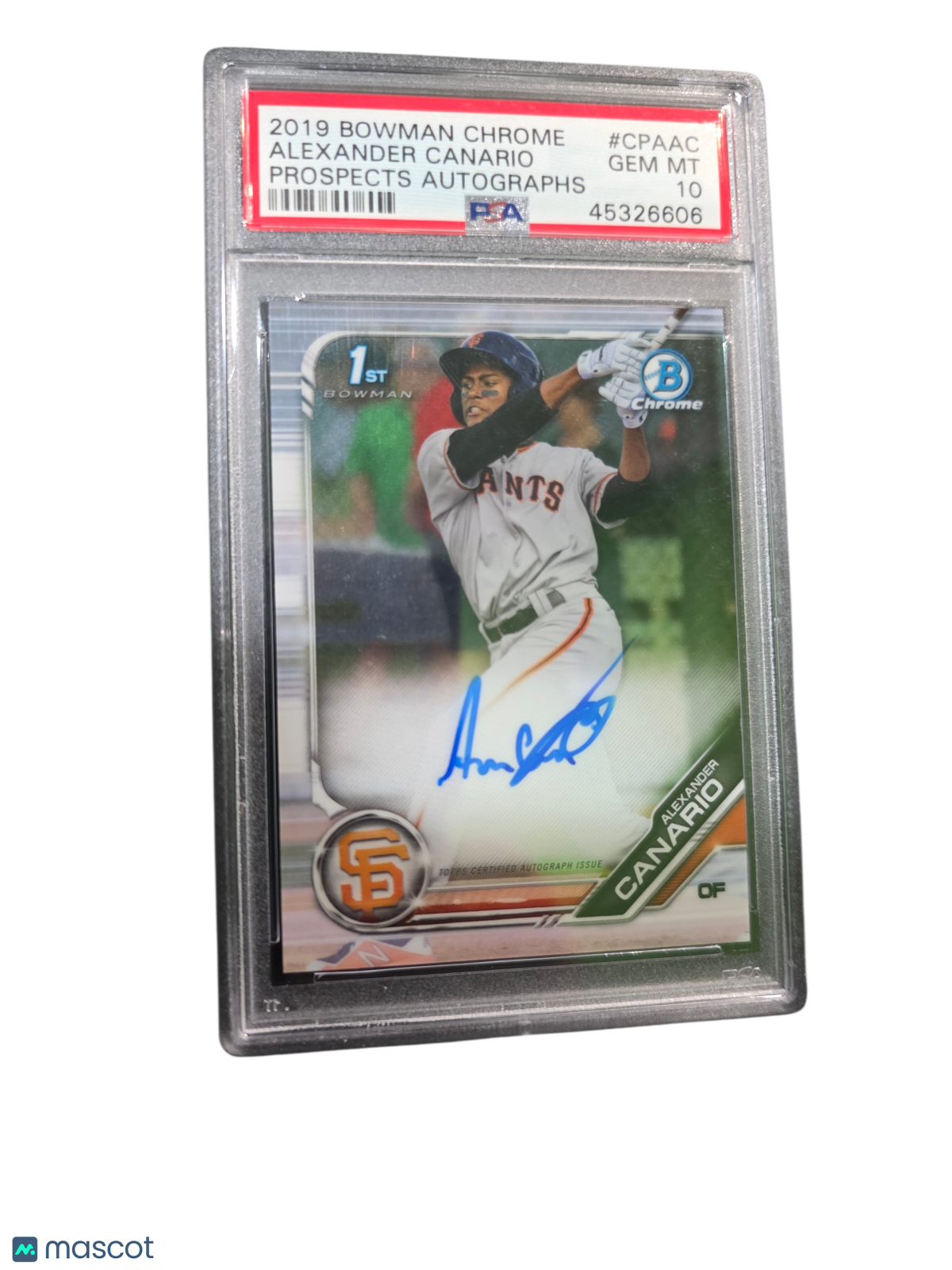 2019 Bowman Chrome Prospects Autographs Alexander Canario #CPAAC PSA 10