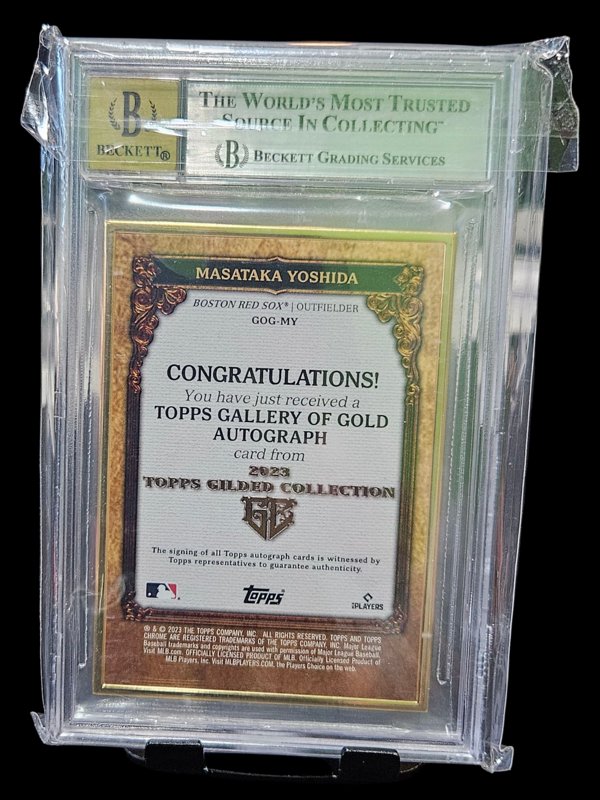 2023 Topps Gilded Gallery Gold Auto Emerald Masataka Yoshida BGS 9 Auto 10